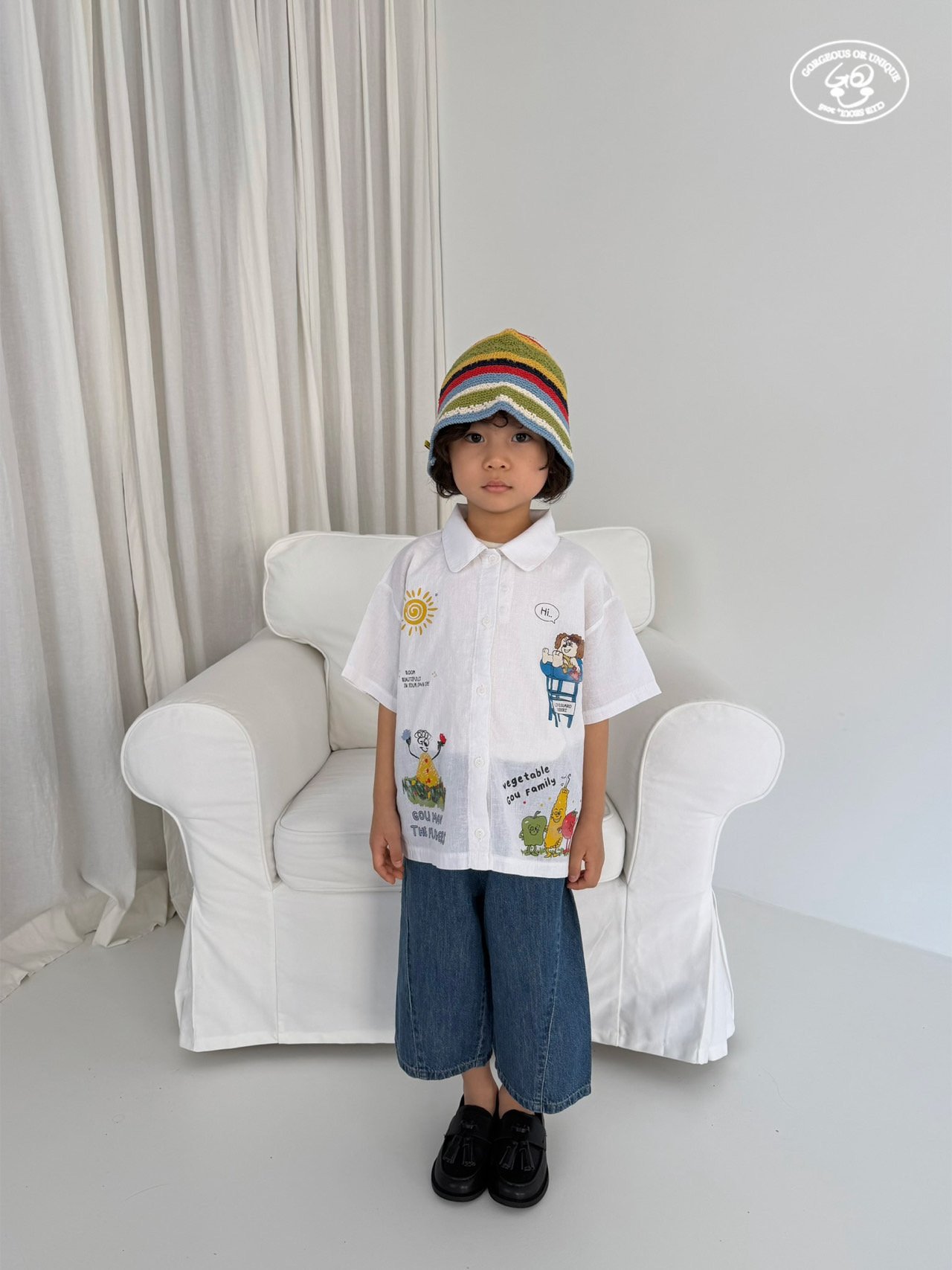 041651翻領塗鴉上衣