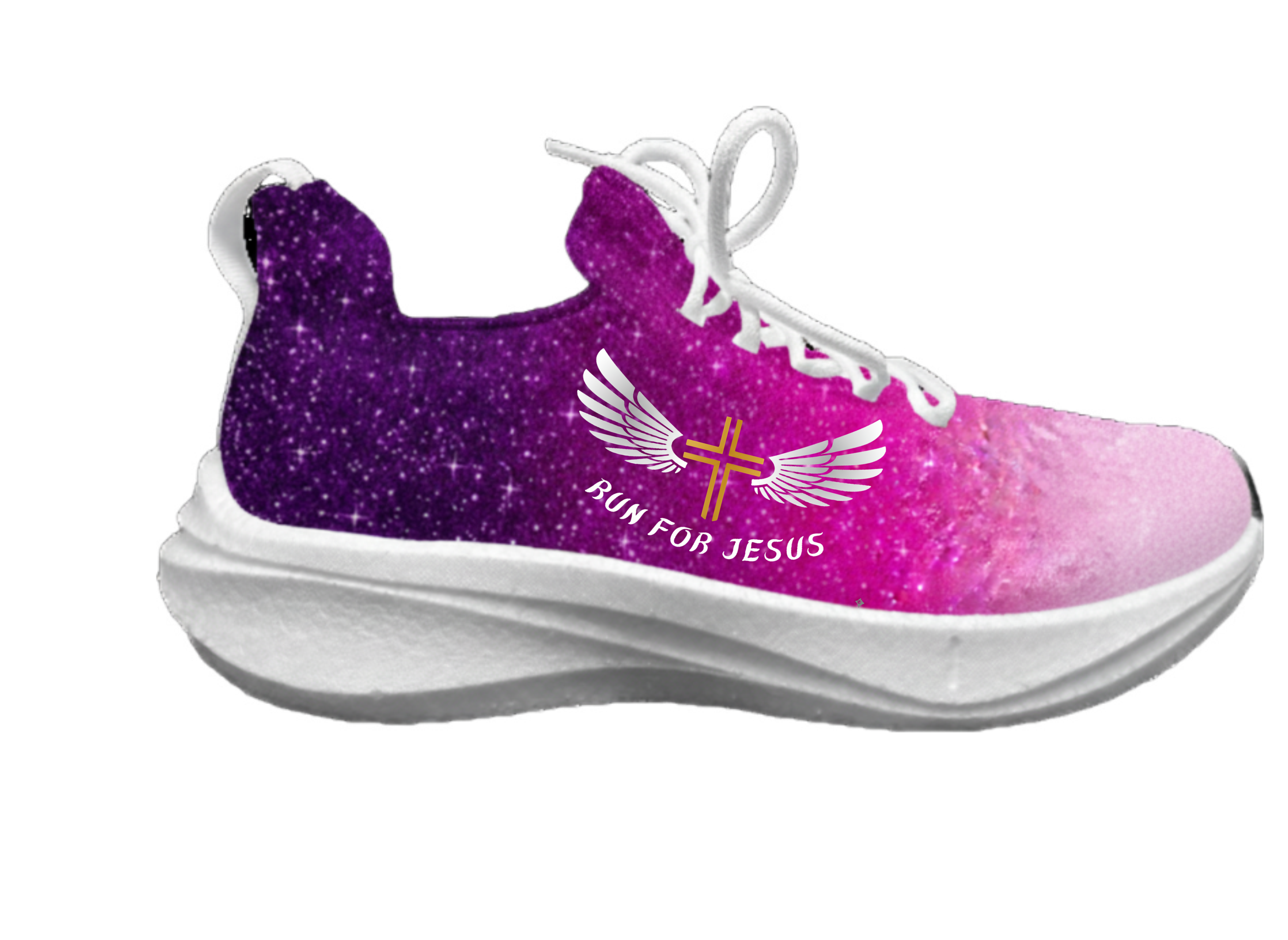 炫彩系列創意運動鞋-翼行恩典-Run for Jesus-粉紫