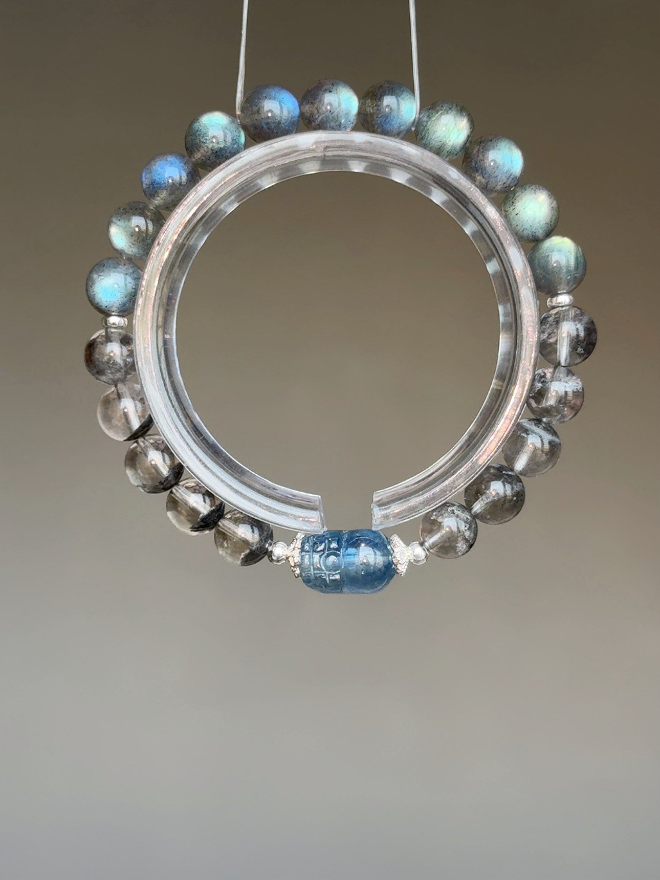 【深海覺醒．精準控場】 Rosa.G 藍晶貔貅 x 淨體灰藍幽靈 x 拉長石設計手鍊