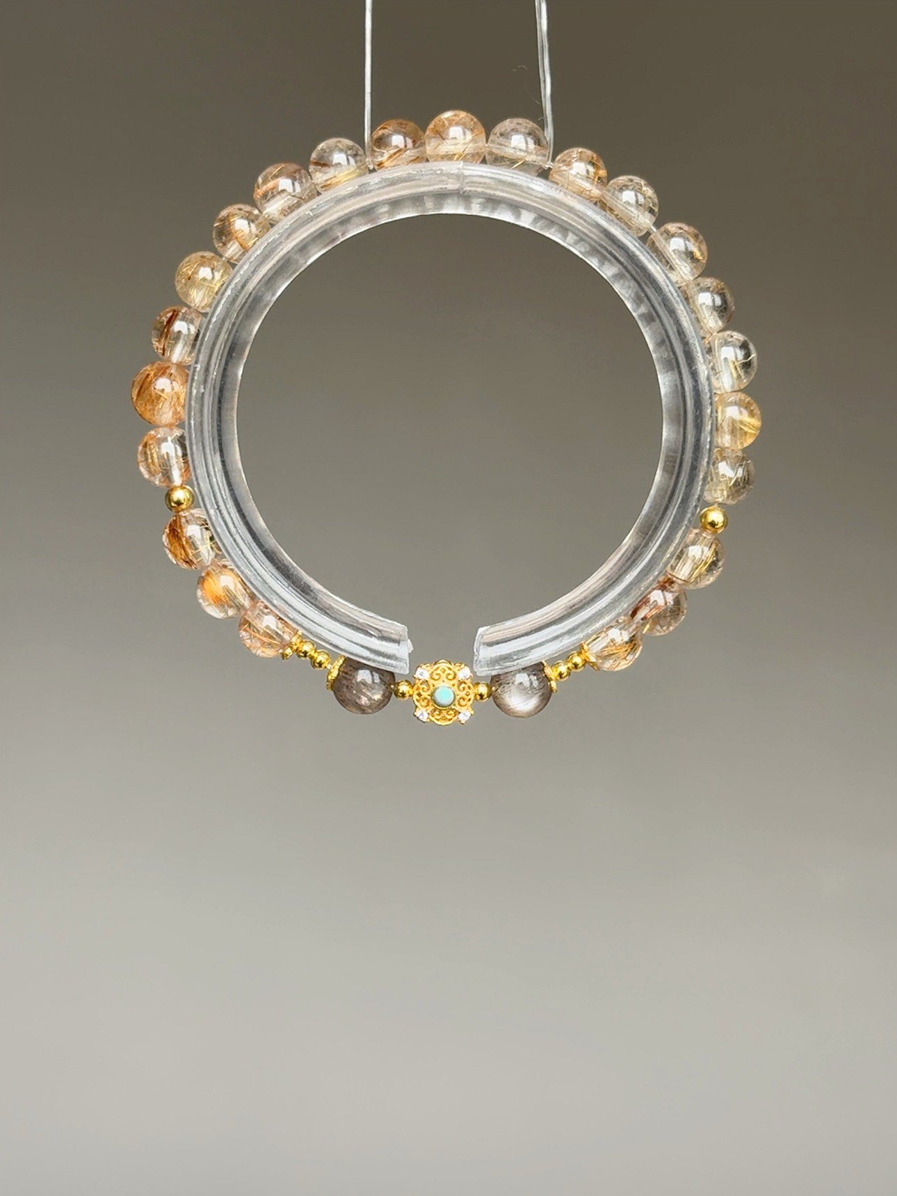 【大地金脈．紮財富根基】 Rosa.G 銅髮晶 x 黑金骨幹 x 原礦綠松石手鍊