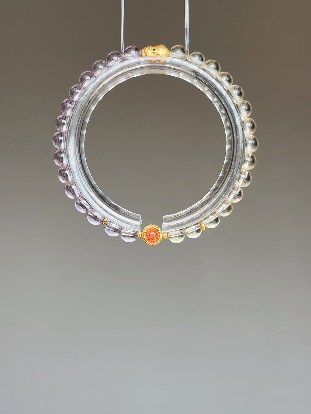 【智性招財・包賺鎖庫】Rosa.G 紫曜御金｜紫黃水晶  𝘹 鑲嵌金太陽 𝘹 包巾貔貅純銀手鍊