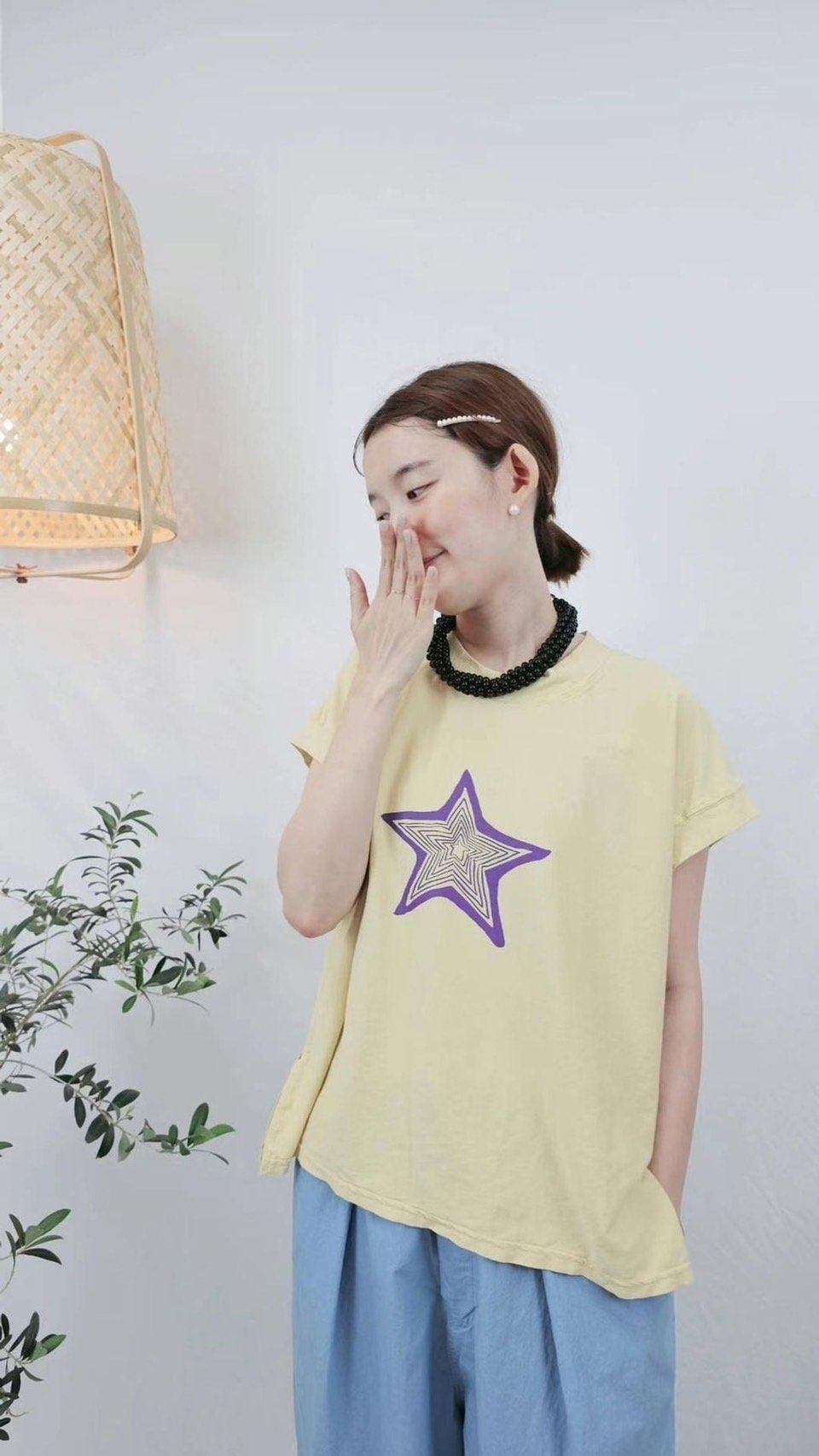 配色星星印花上衣 N-7065