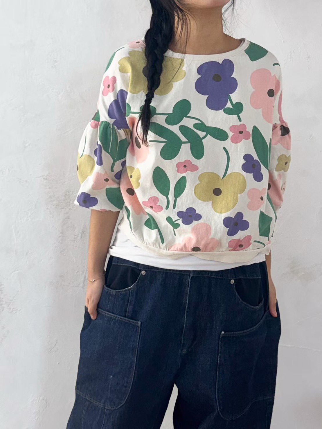 配色花朵上衣 26030904