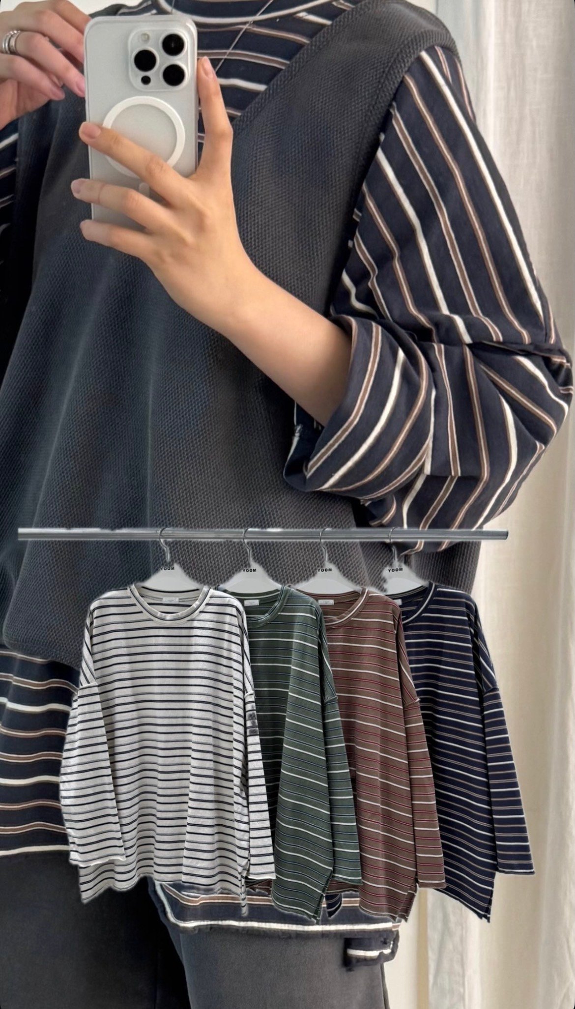 不收邊條紋上衣 20610