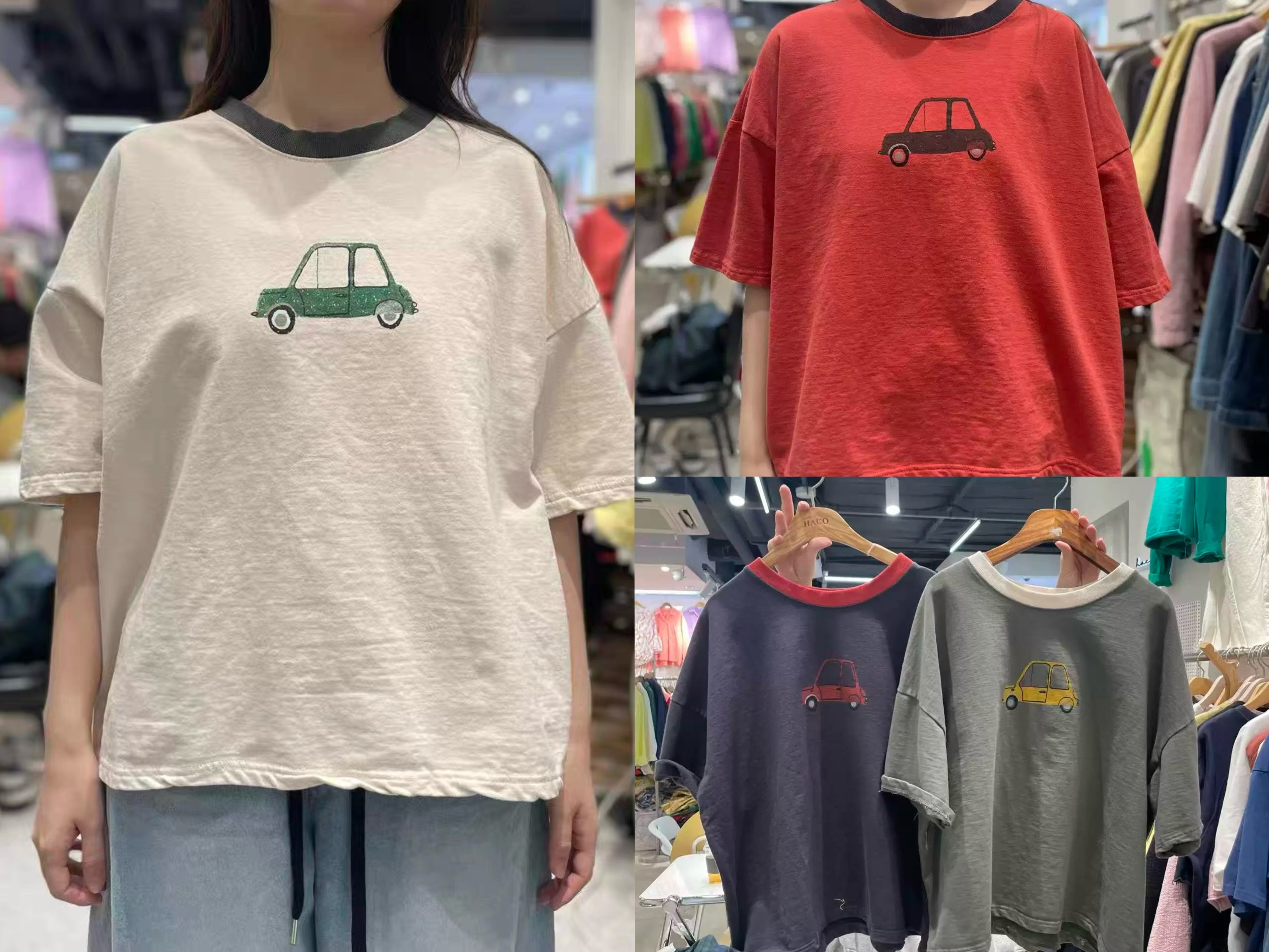 配色領汽車上衣2631016