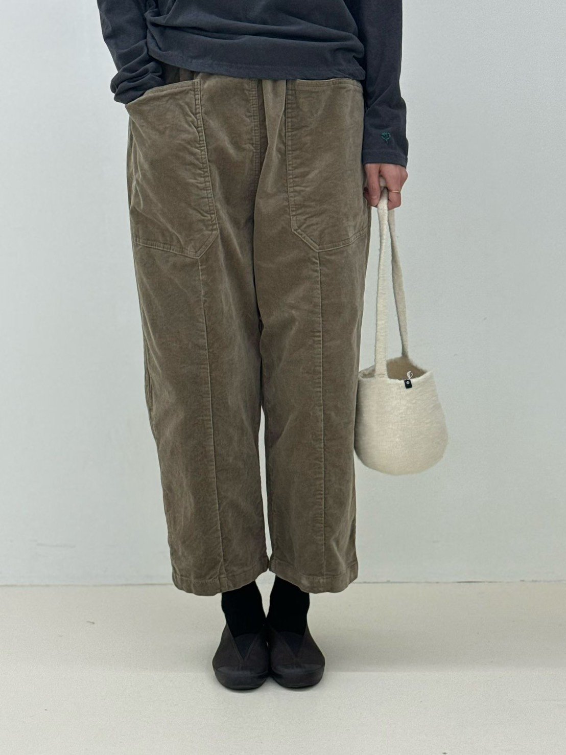 大口袋車線植絨褲 26010701