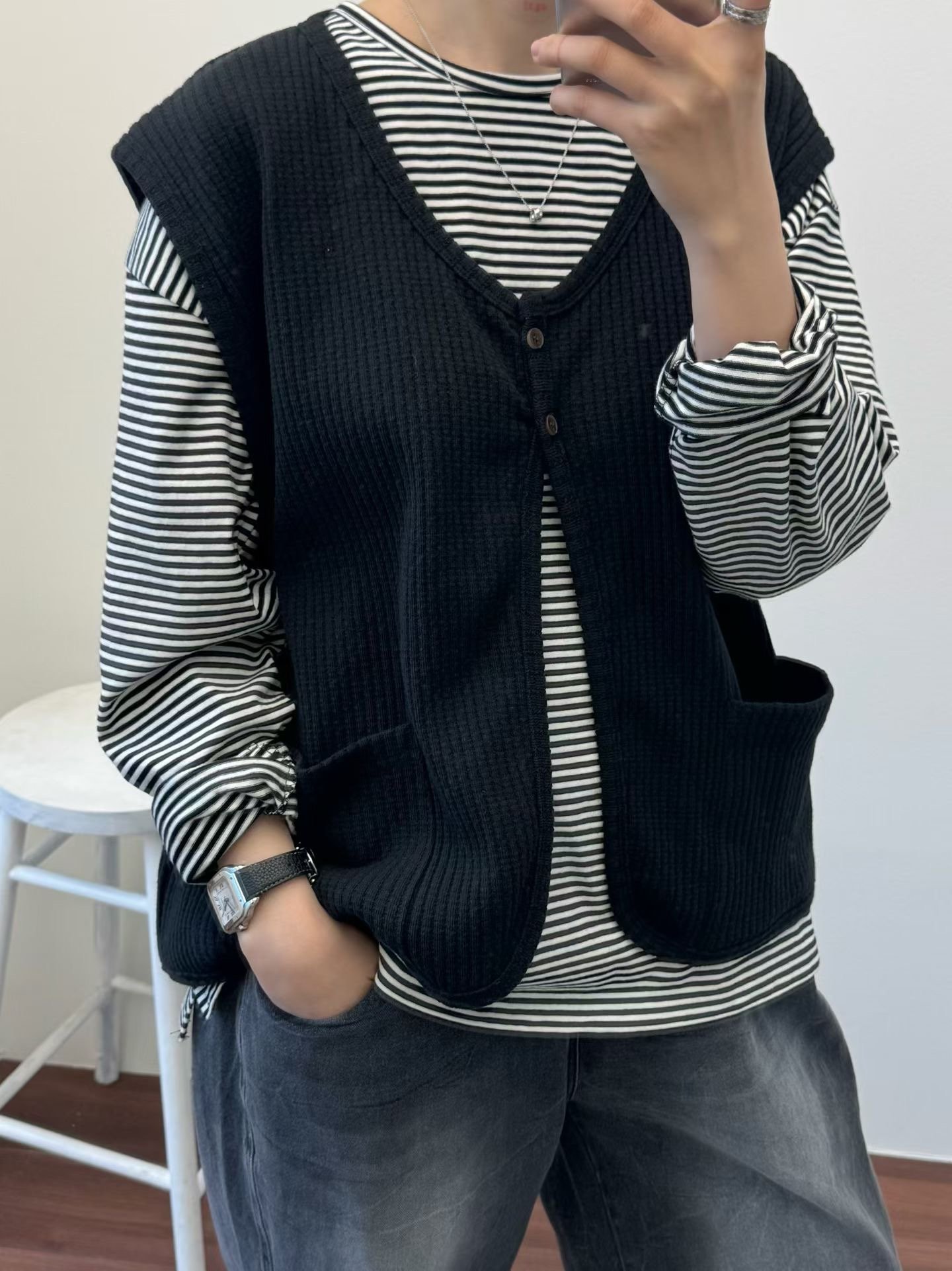 坑條口袋背心 26012709