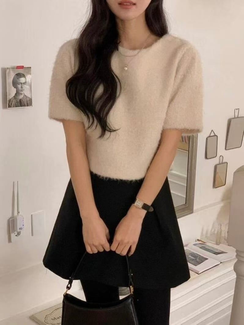 溫柔留白・點點緞帶針織上衣