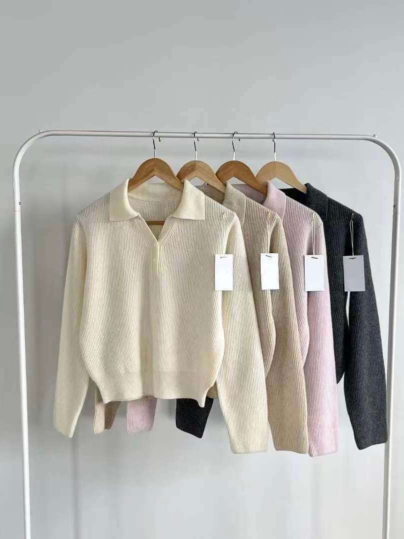溫柔觸感翻領針織上衣