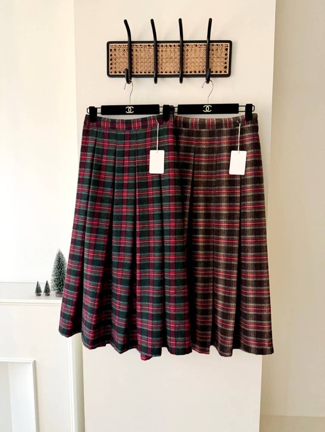 新年款 格紋傘擺長裙