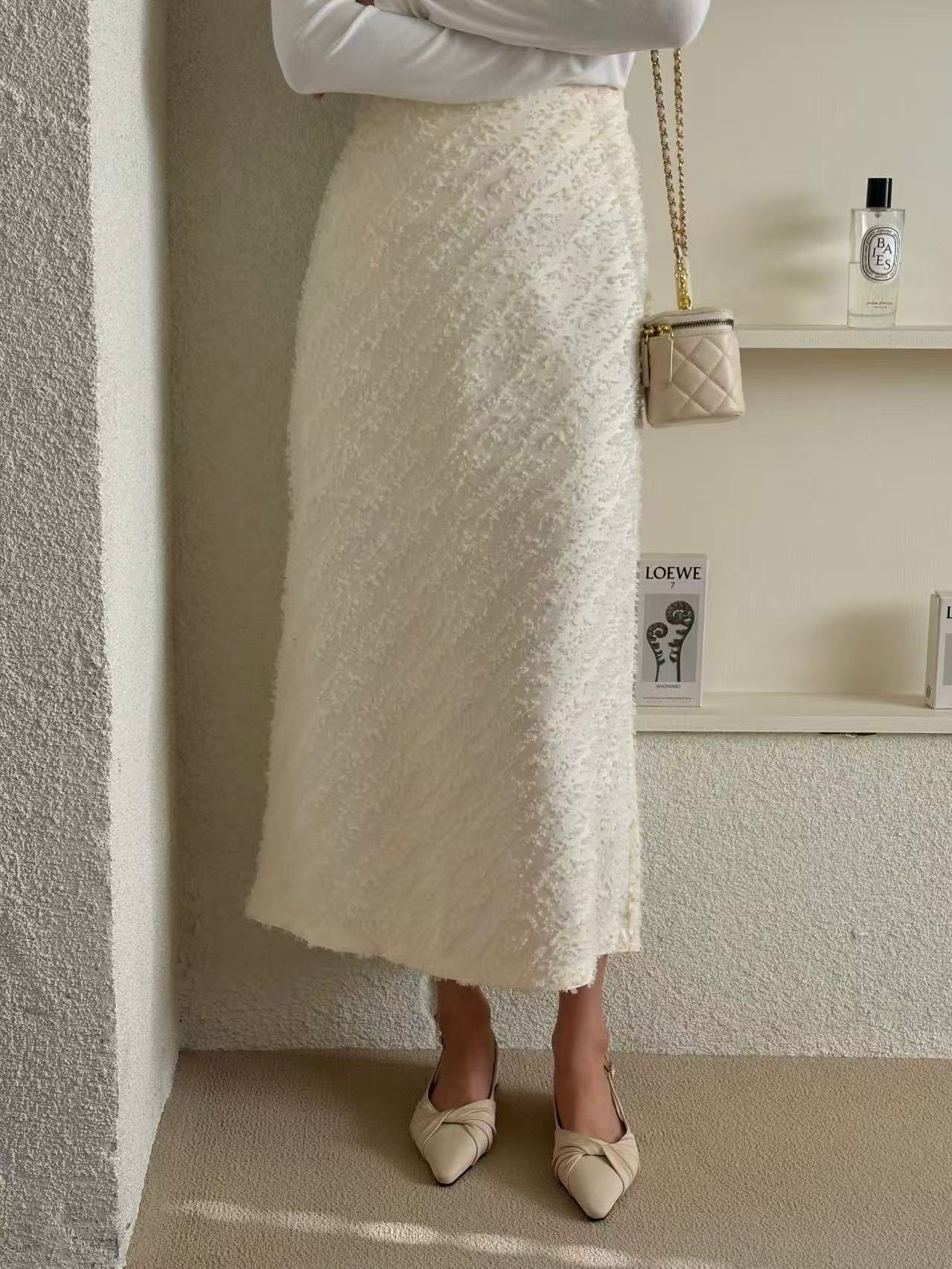 斜紋立體織感直筒長裙