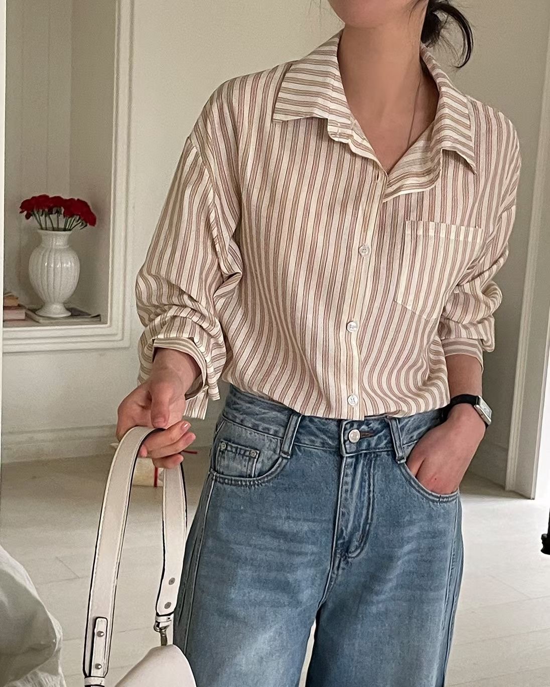 日常條紋寬版襯衫