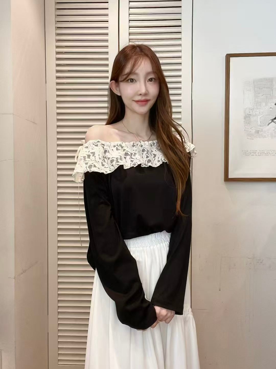 蕾絲拼接兩穿上衣