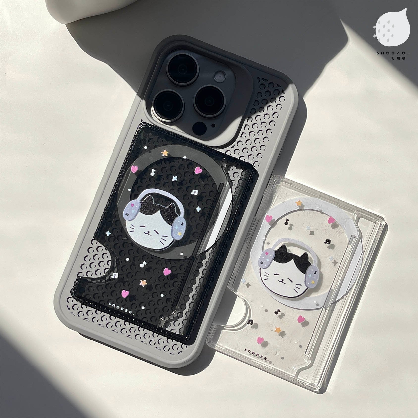 【獨家】壓克力貓貓戴耳機MagSafe磁吸卡包