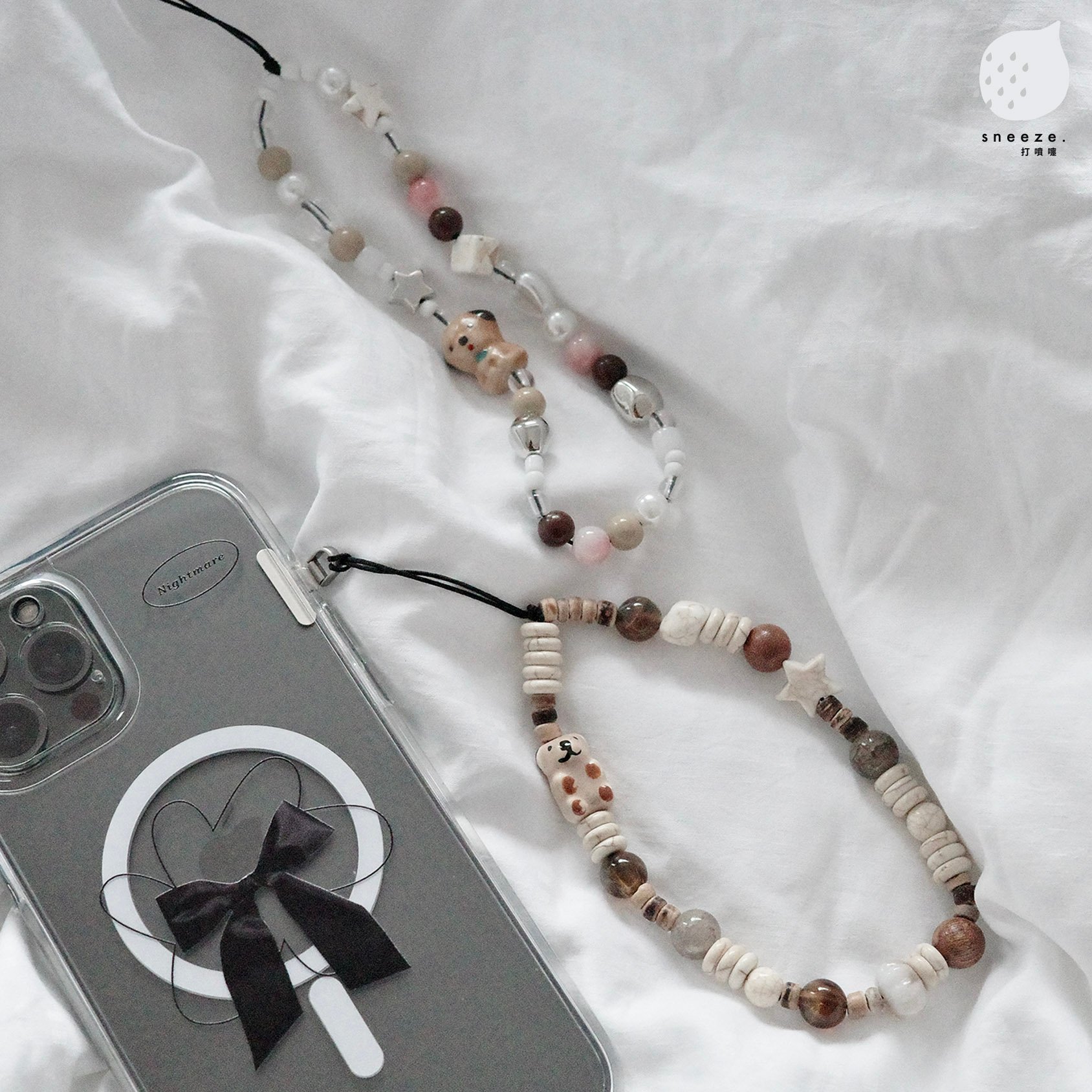 小動物復古配色手機腕鏈掛繩