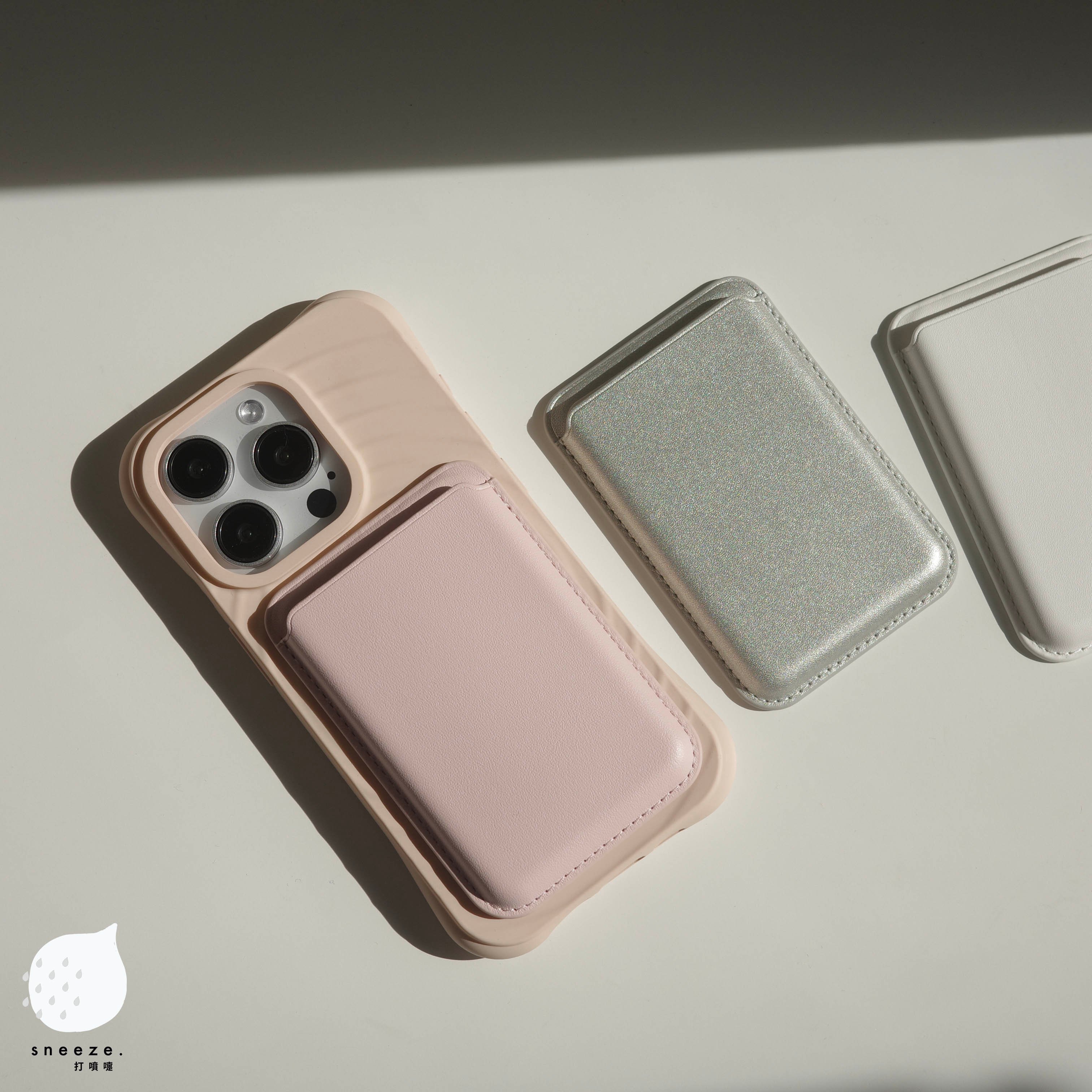 【贈送防磁貼片】銀白粉MagSafe磁吸卡包