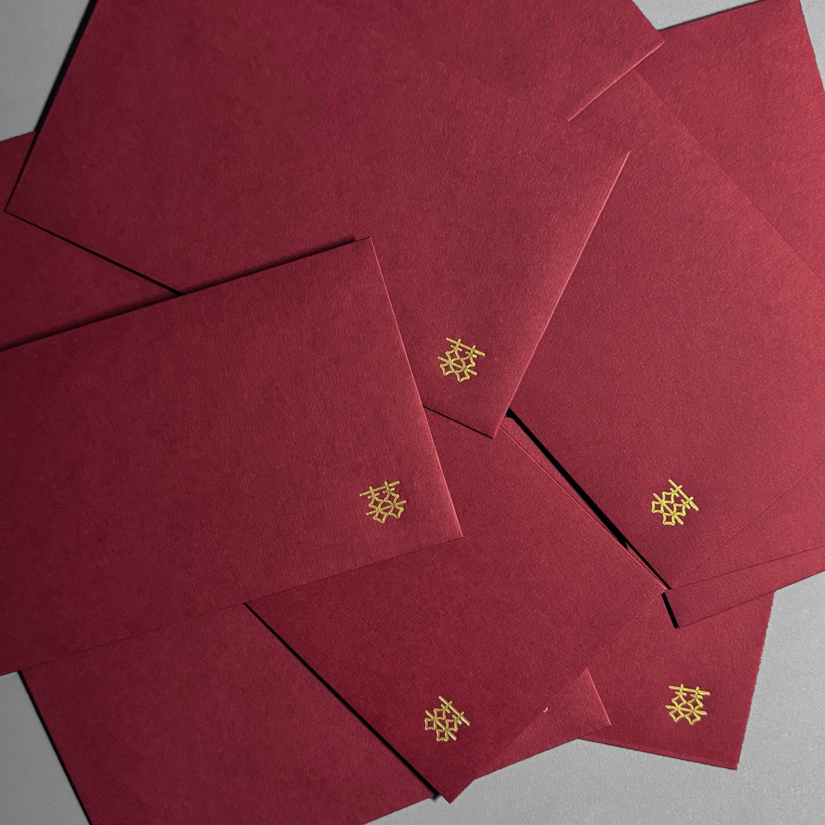 設計信封【棗紅】囍字燙霧金