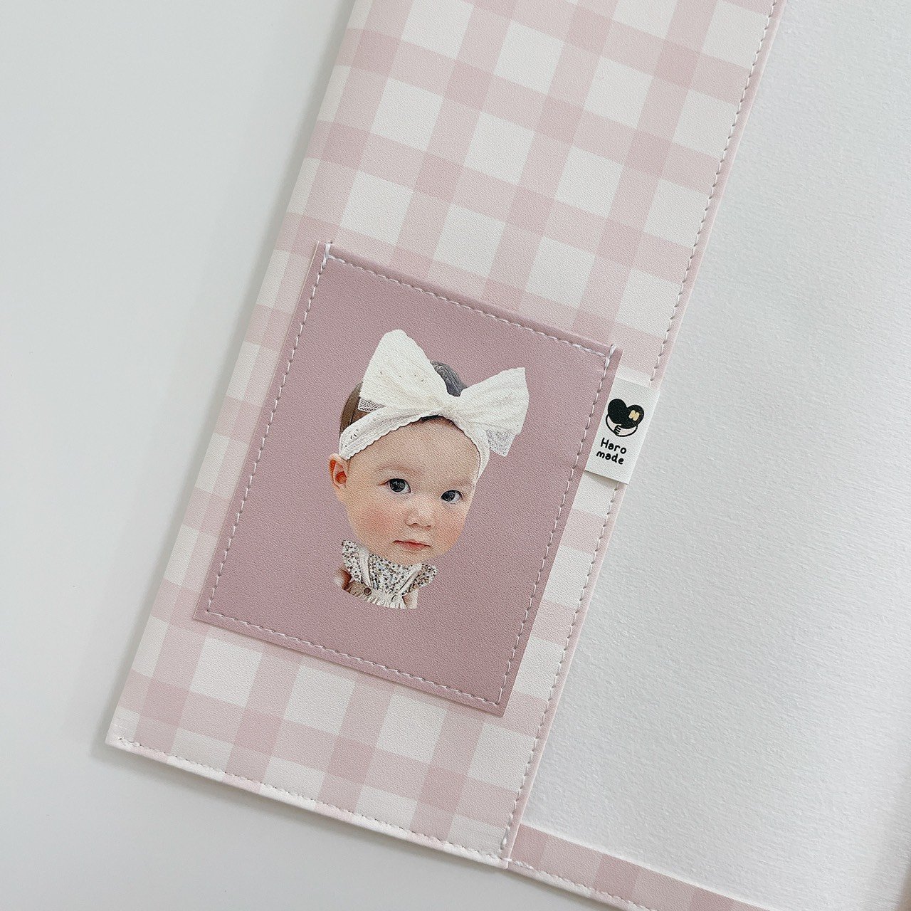 客製 ｜皮革寶寶手冊套 (格紋款)