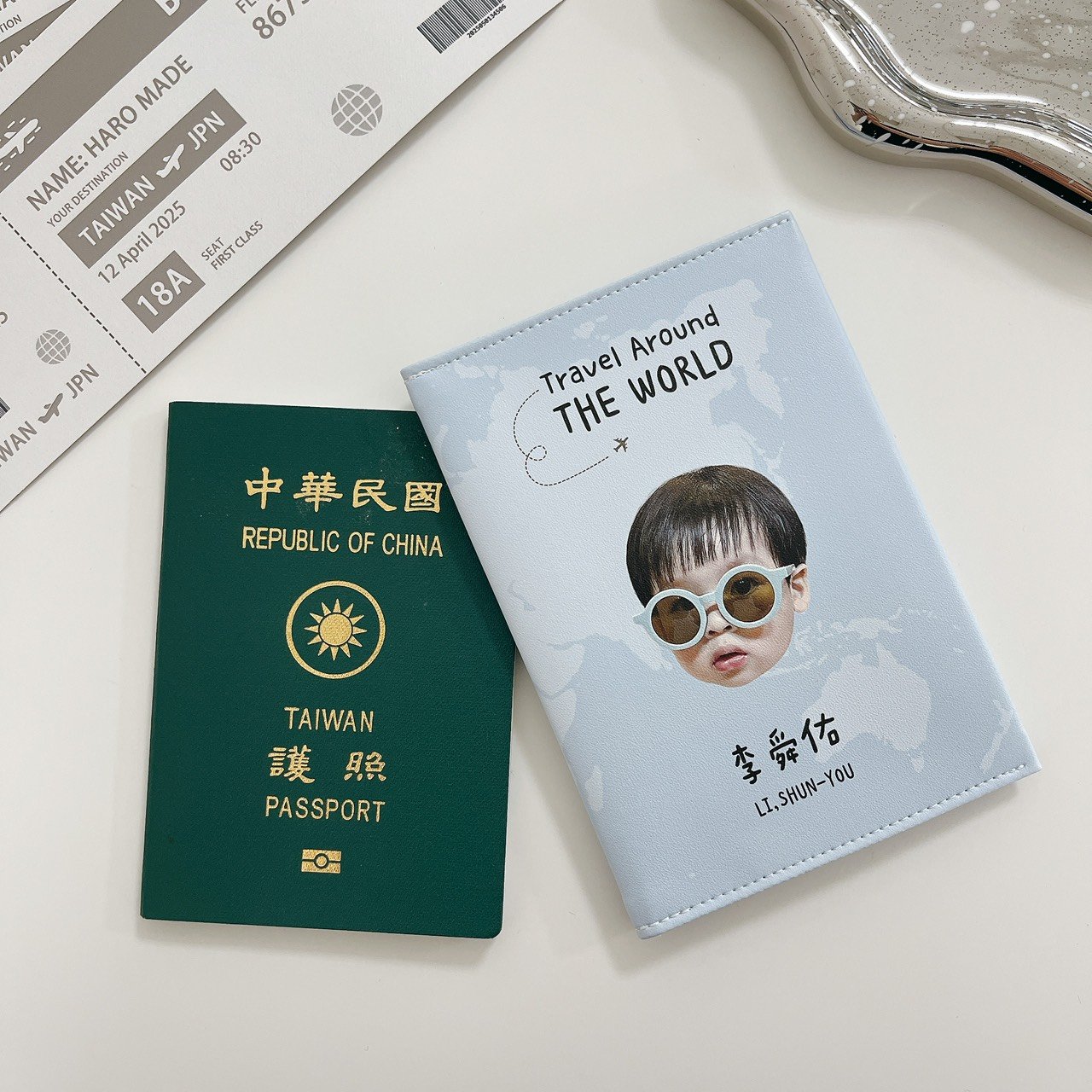 客製 ｜皮革護照夾 (世界地圖款)