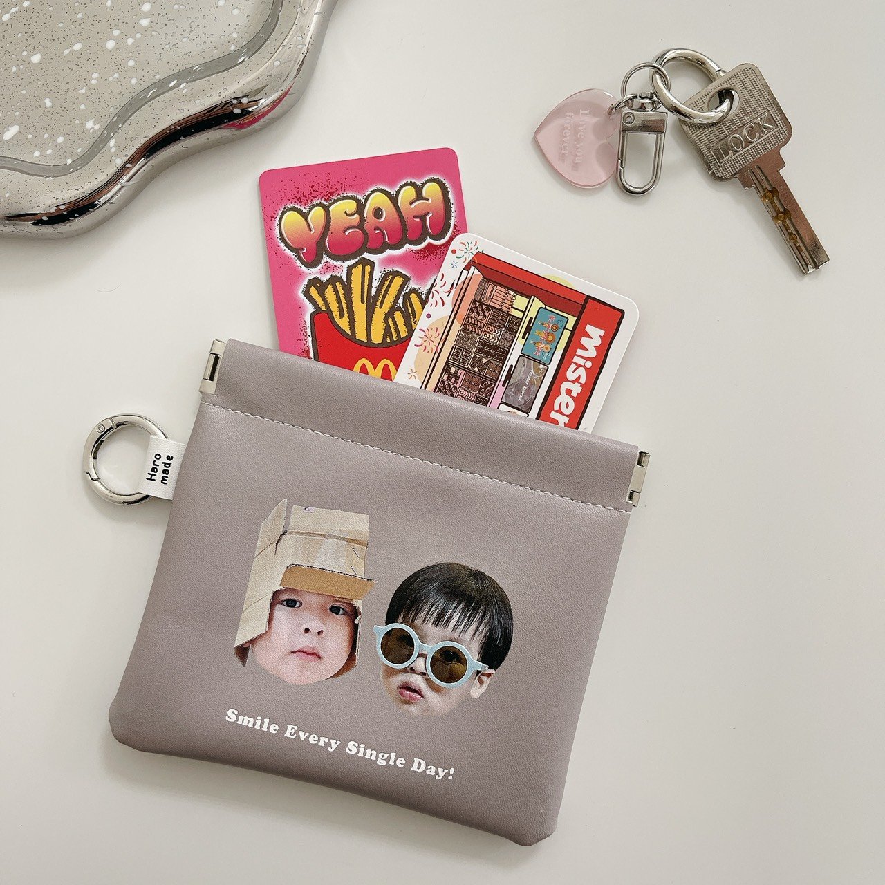 客製 ｜素色皮革彈口包 (可客製底色)