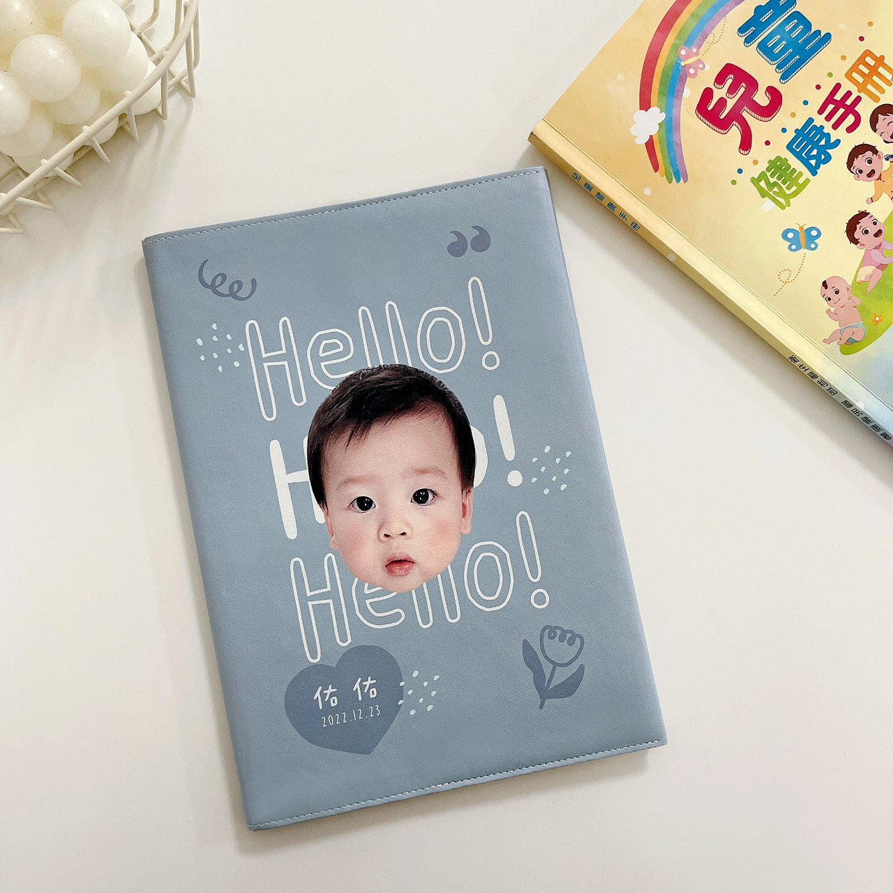 客製 ｜皮革寶寶手冊套 (Hello款)