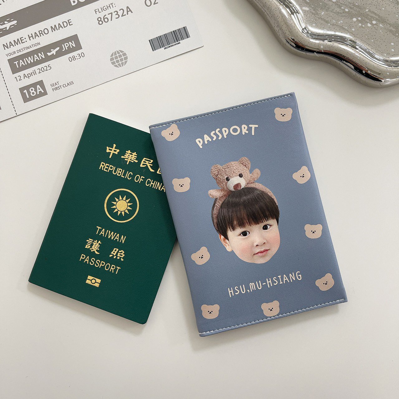 客製 ｜皮革護照夾 (小熊款)