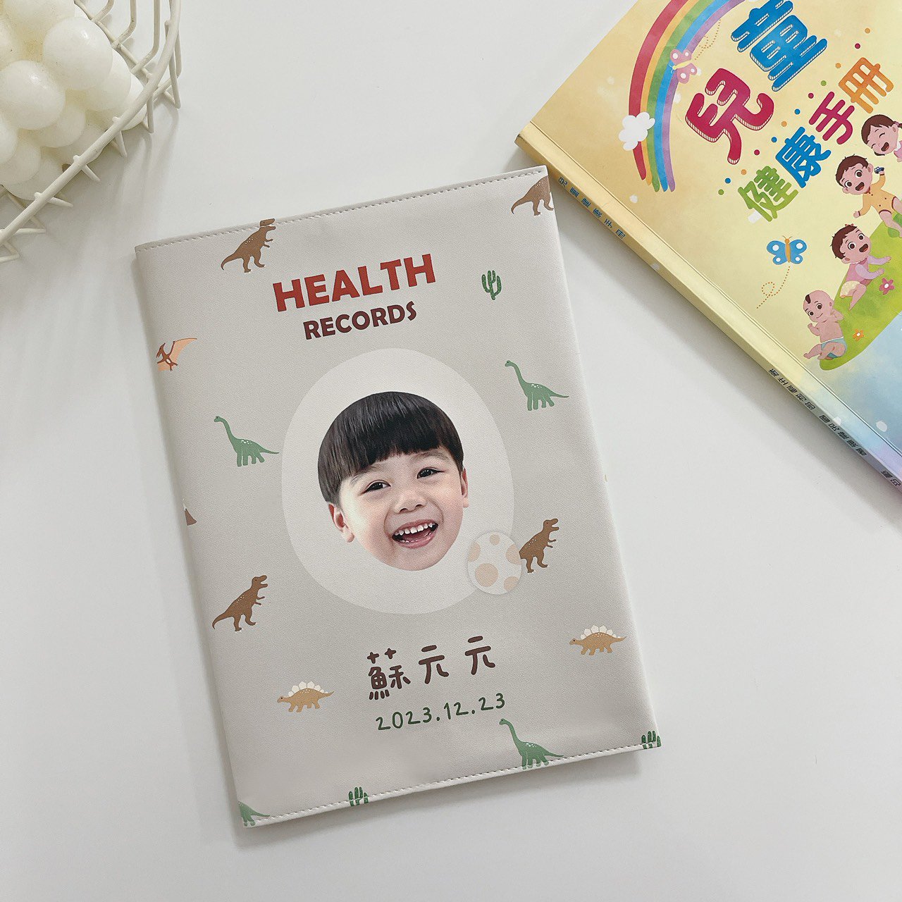 客製 ｜皮革寶寶手冊套 (恐龍款)