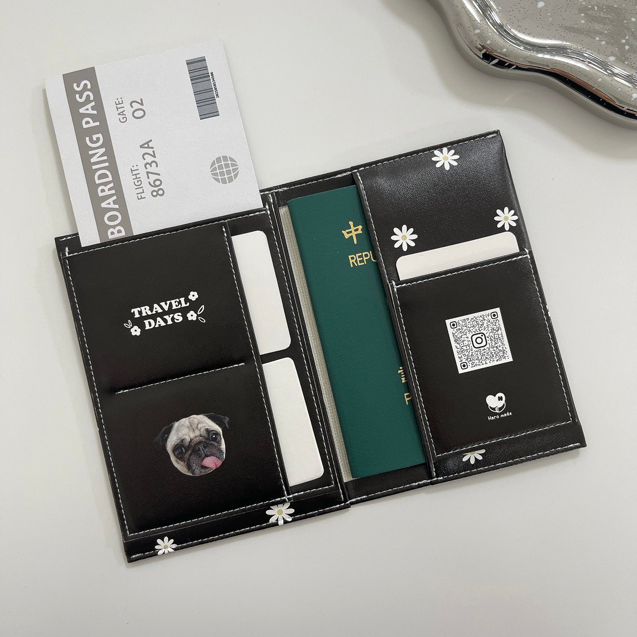 客製 ｜皮革護照夾 (小花款)
