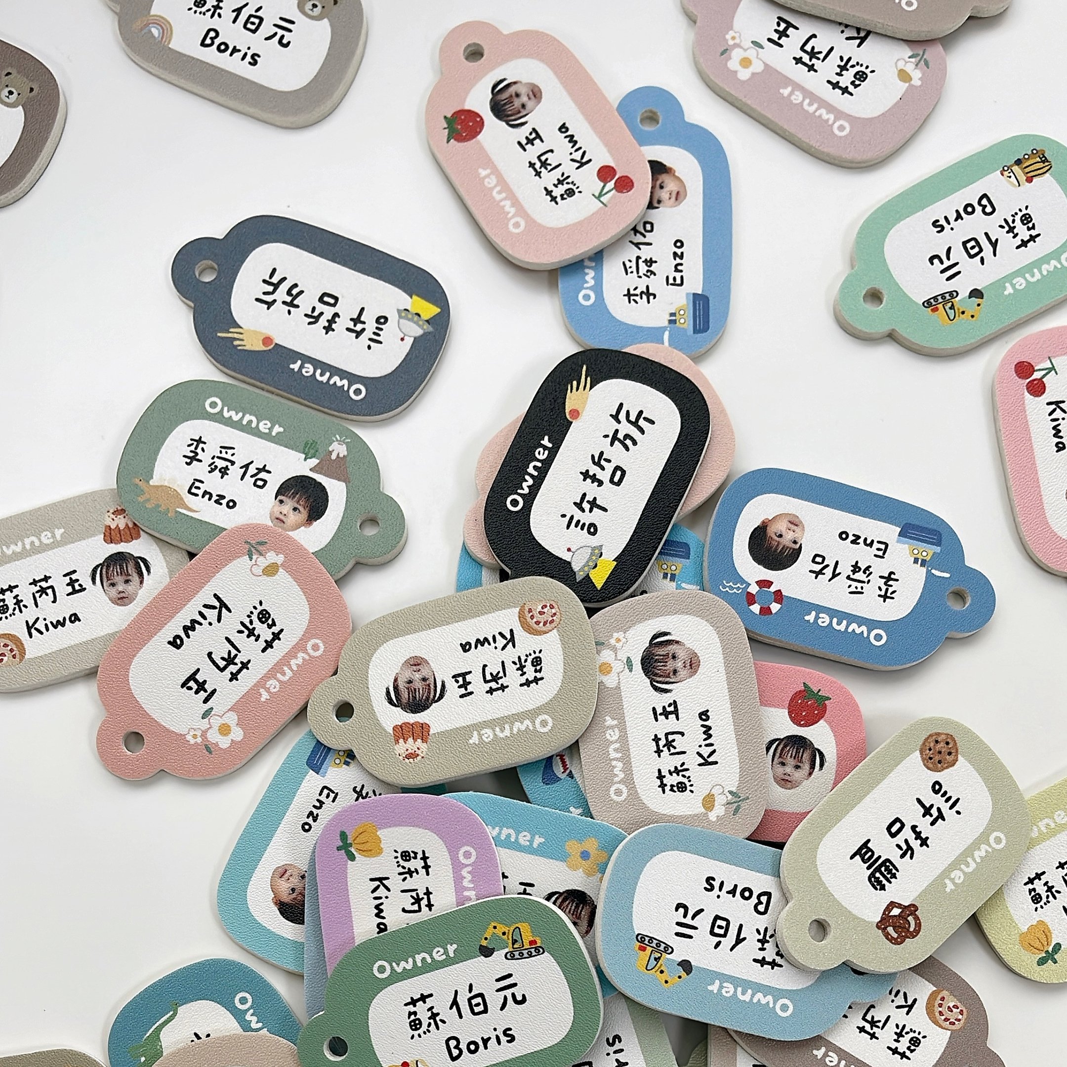客製款 ｜皮革姓名吊牌 彩色系列 (一組4入)