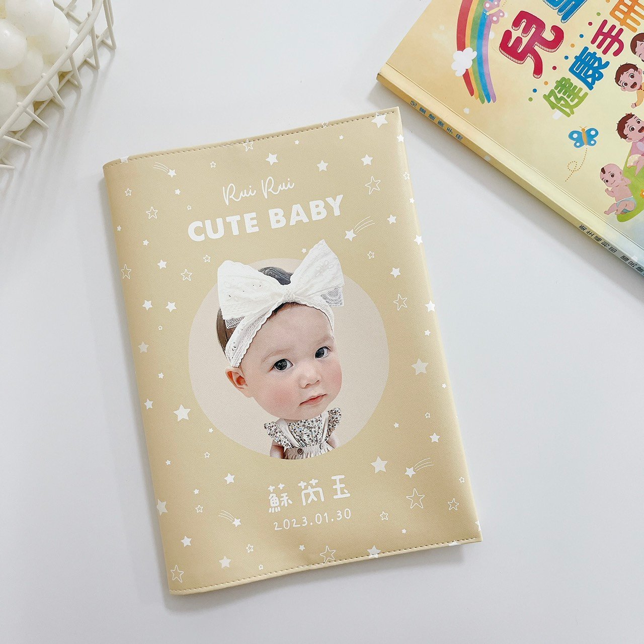 客製 ｜皮革寶寶手冊套 (星星款 可客製底色)