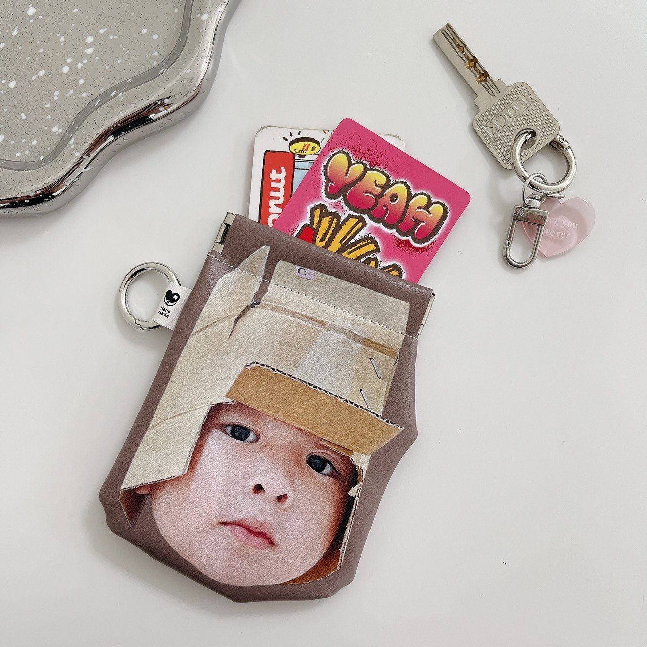 客製 ｜皮革臉萌彈口包 (可客製底色)