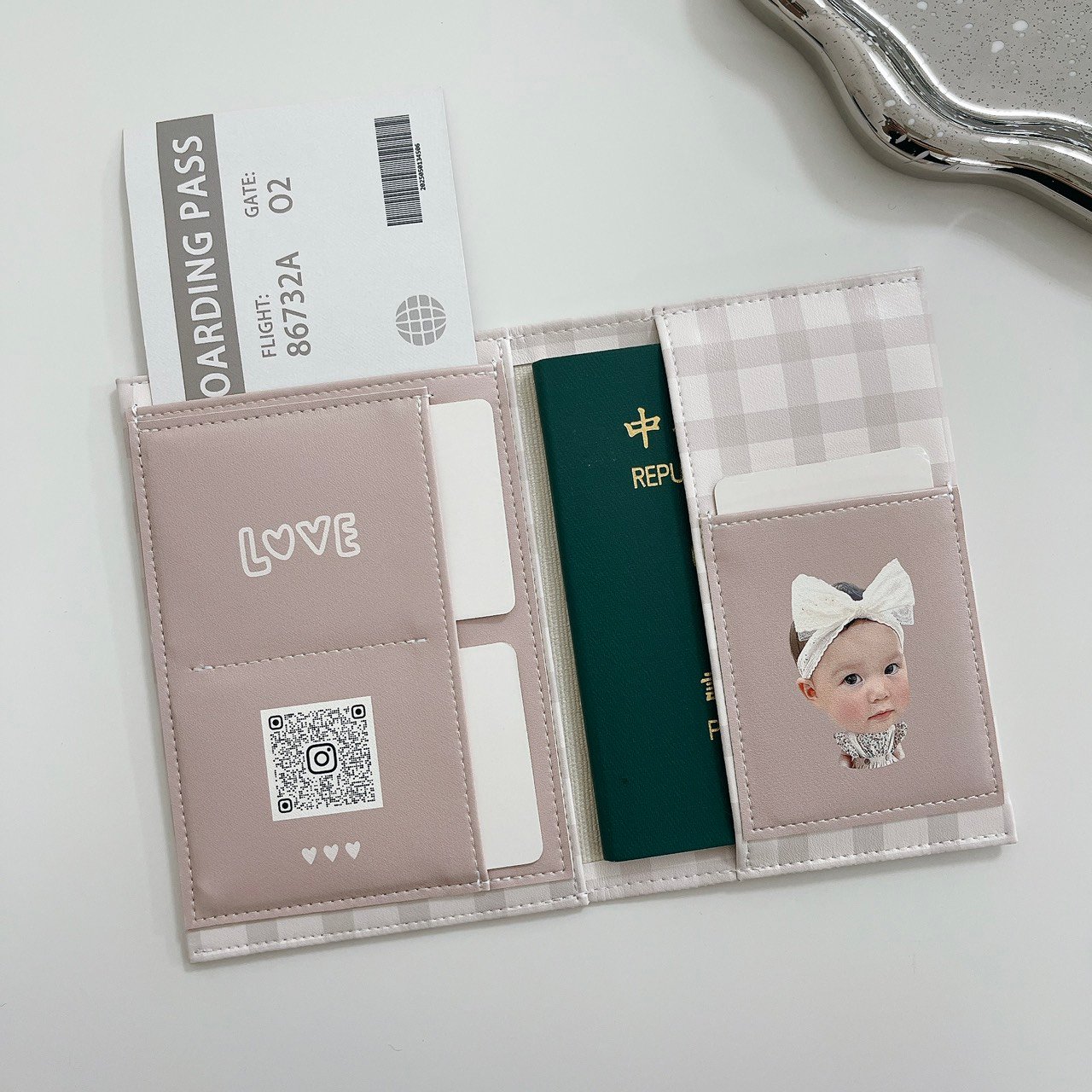 客製 ｜皮革護照夾 (格紋款)