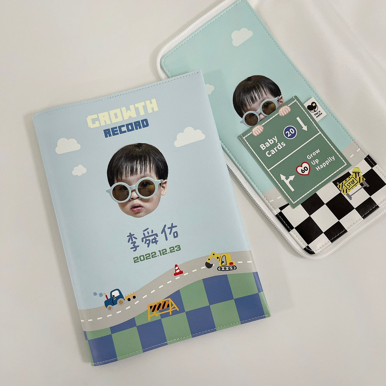 客製 ｜皮革寶寶手冊套 (交通車款)