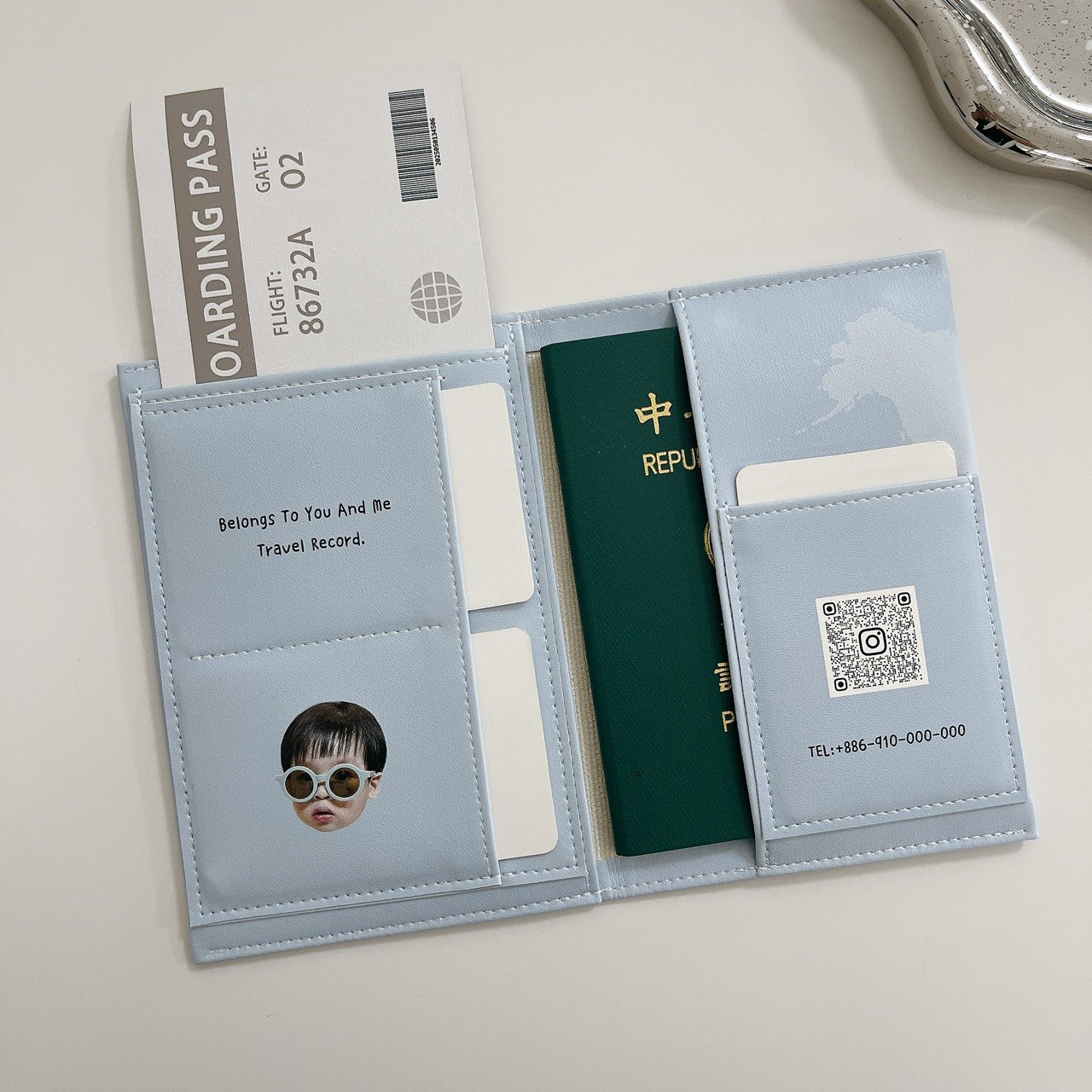 客製 ｜皮革護照夾 (世界地圖款)