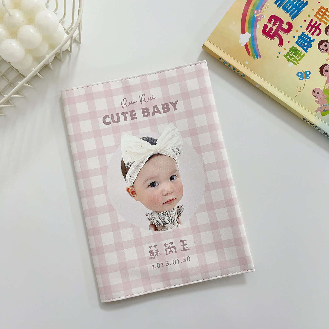 客製 ｜皮革寶寶手冊套 (格紋款)