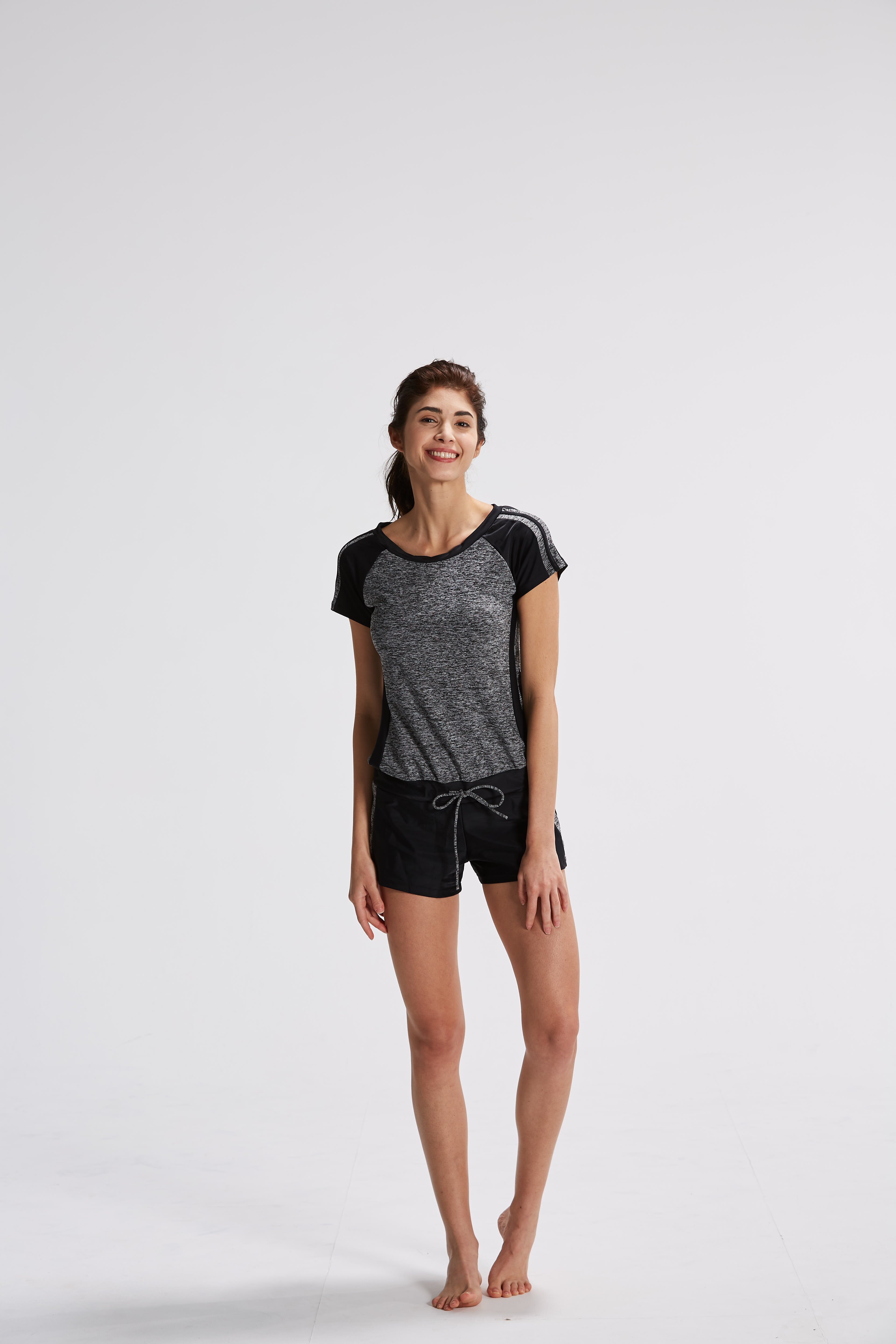 Young Joe 揚捷泳裝 x APPLE 蘋果泳裝 大女黑灰(麻花布)剪接寬鬆連身褲泳裝(MIT)