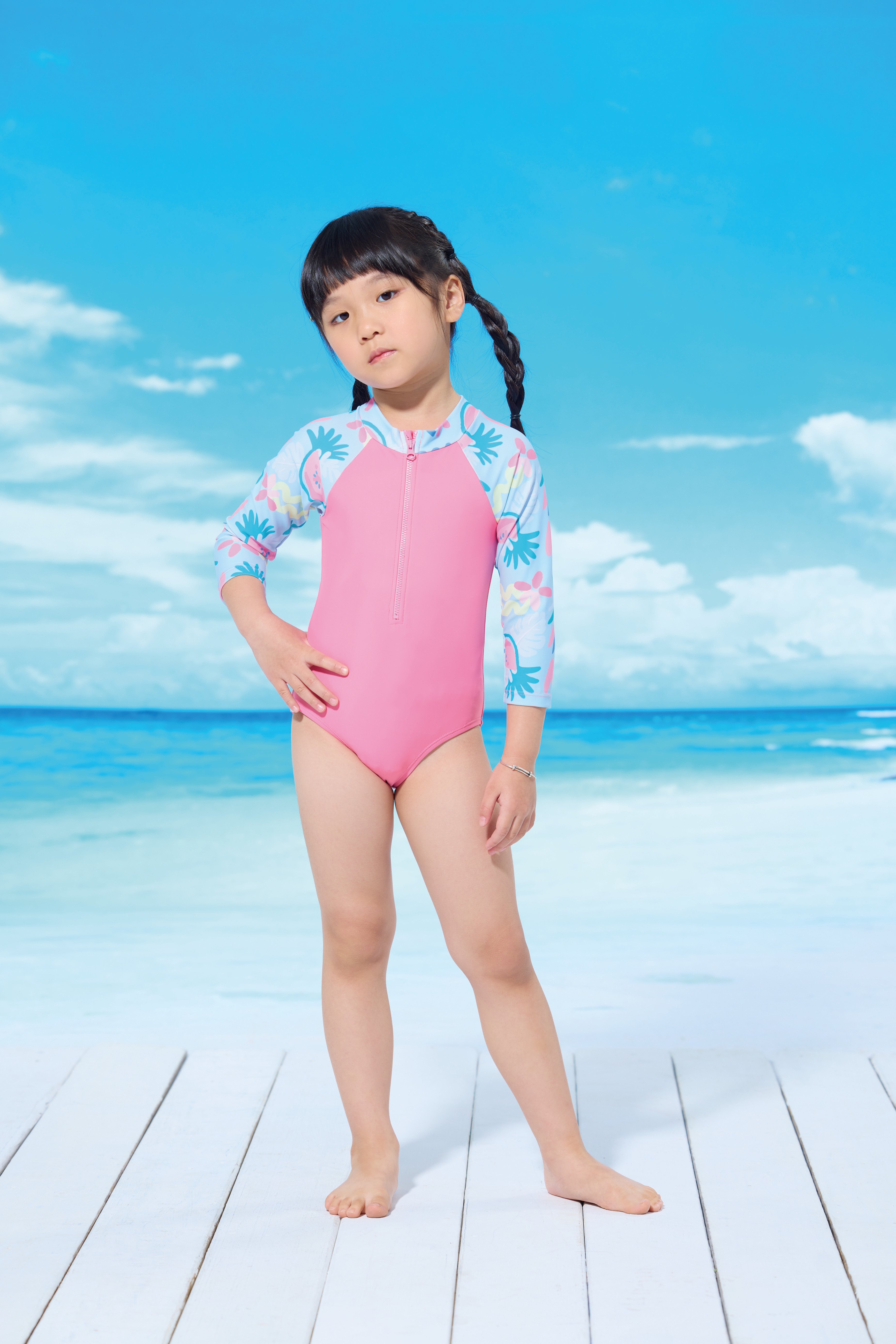 Young Joe 揚捷泳裝 小女長袖連身三角泳裝
