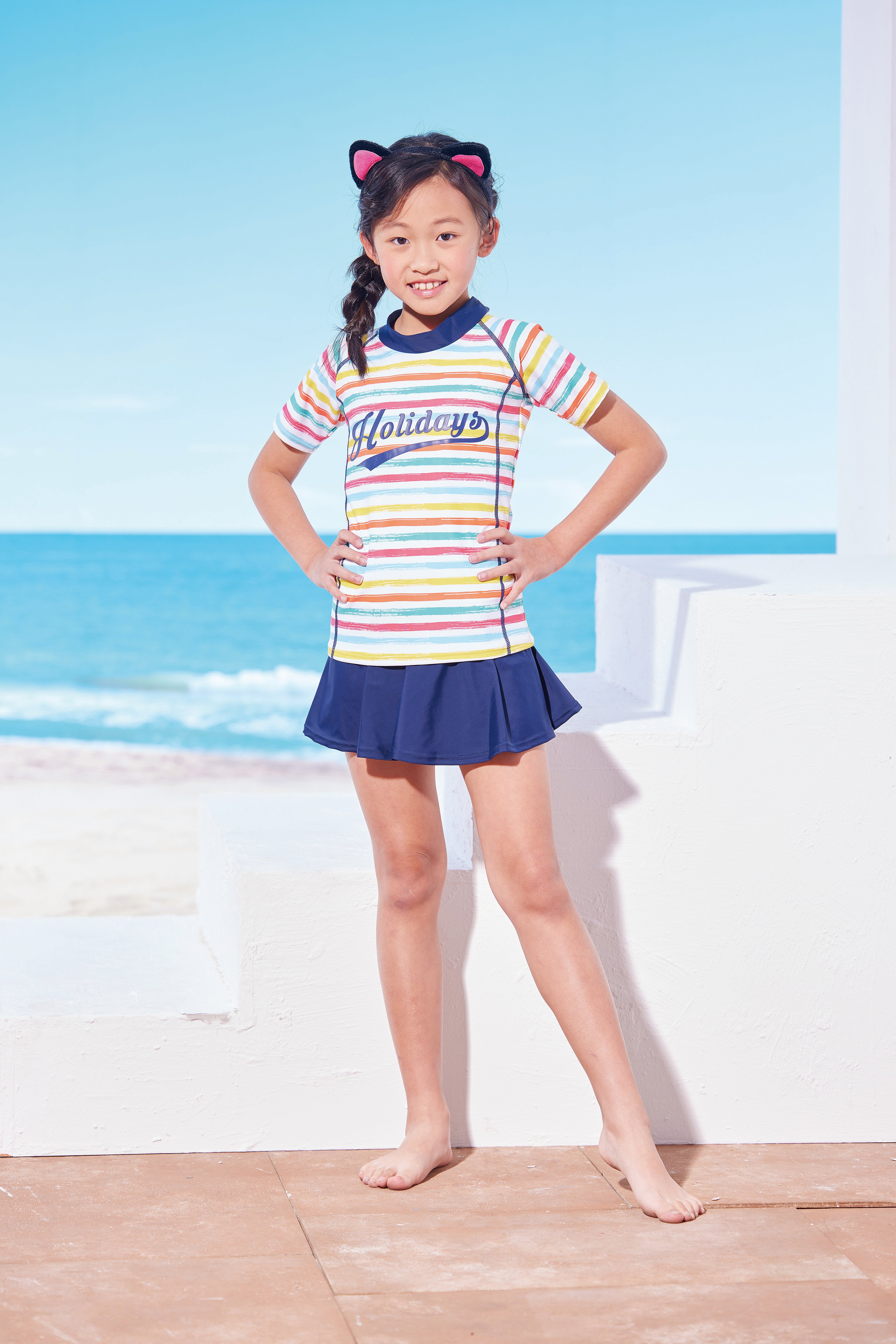 Young Joe 揚捷泳裝 小女短袖兩件式泳裝