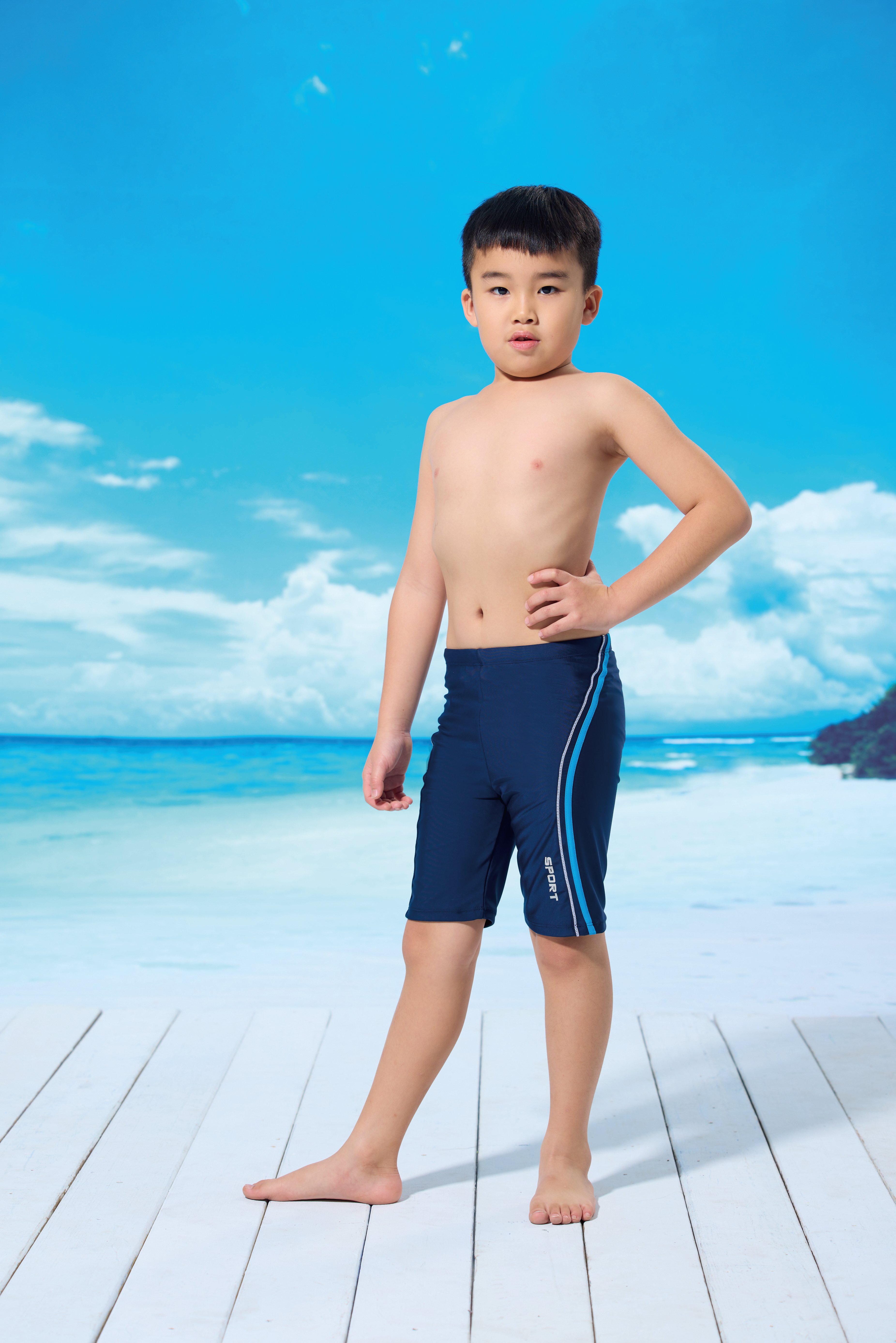 Young Joe 揚捷泳裝 小男丈青色七分泳褲
