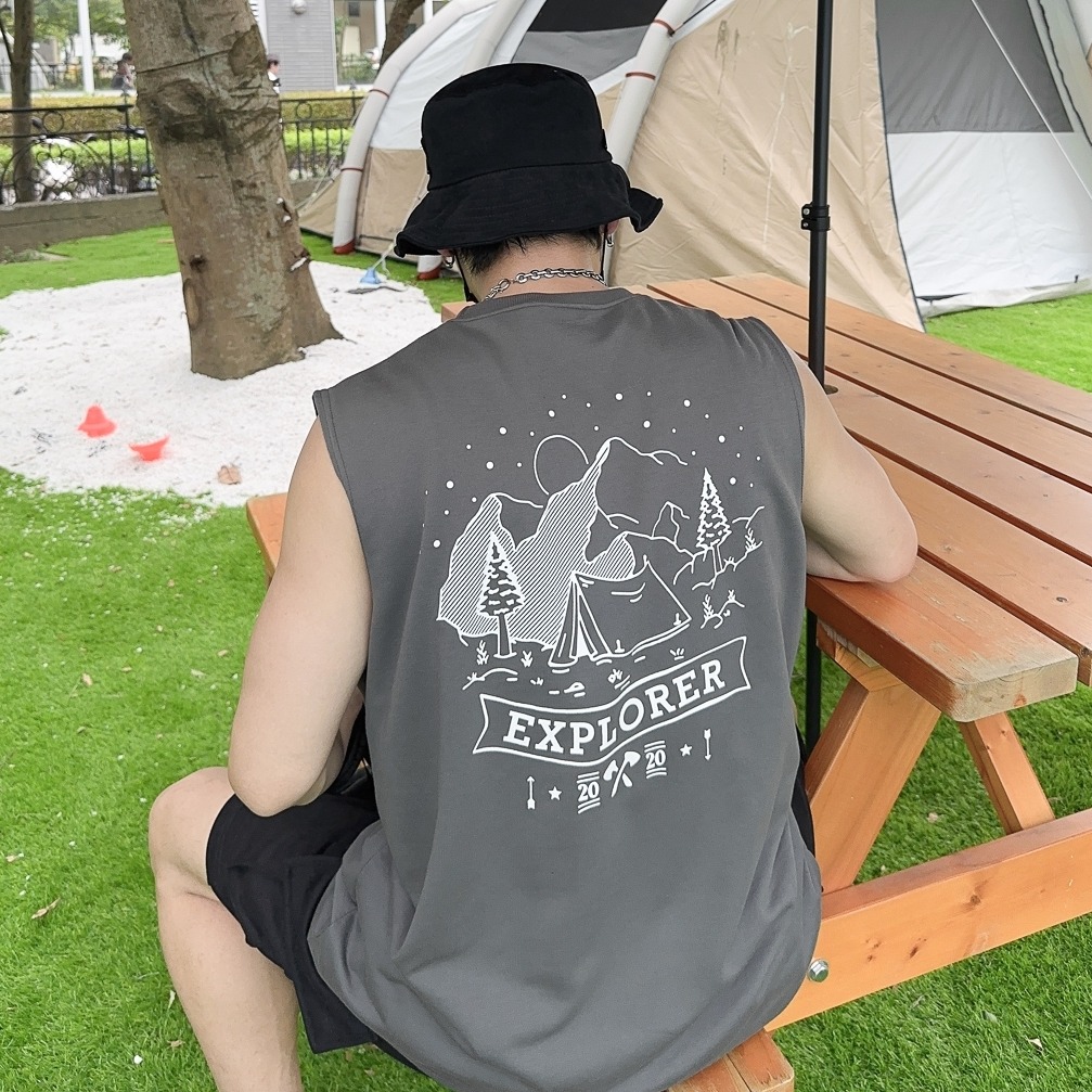 夏日露營風爆款細絨棉無袖背心