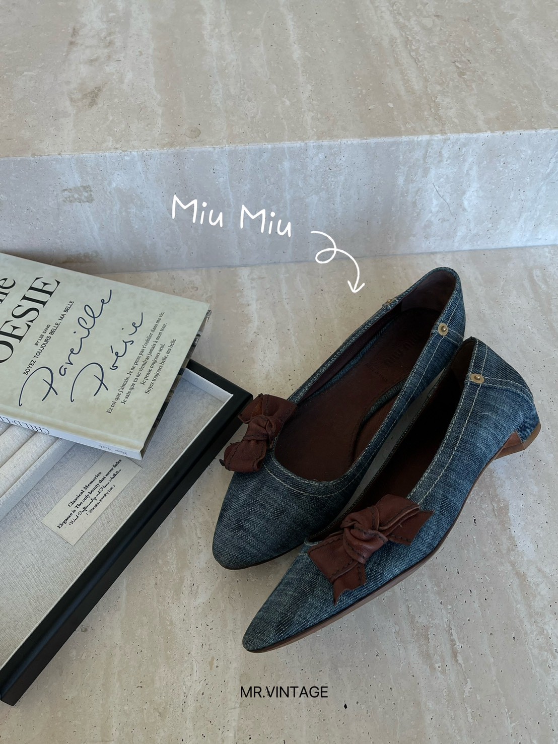 Miu miu牛仔小跟鞋