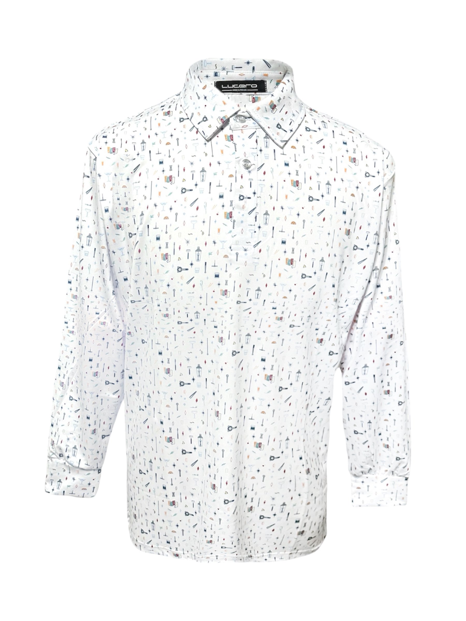 情侶款｜俏皮實驗室圖騰印花 長袖款-白底（男）