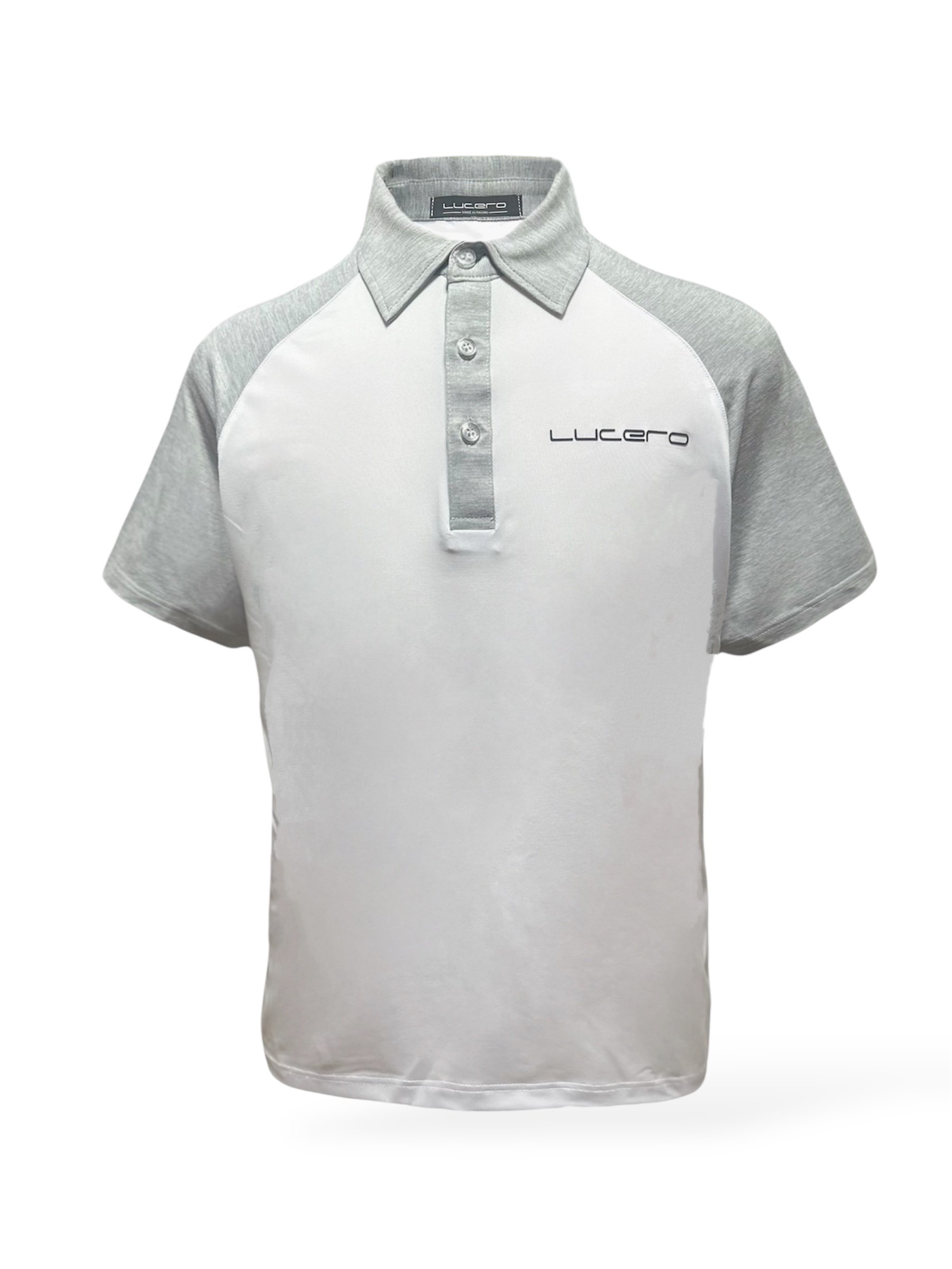 情侶款 | 灰袖拼接白色-POLO衫短袖上衣-灰袖（男）