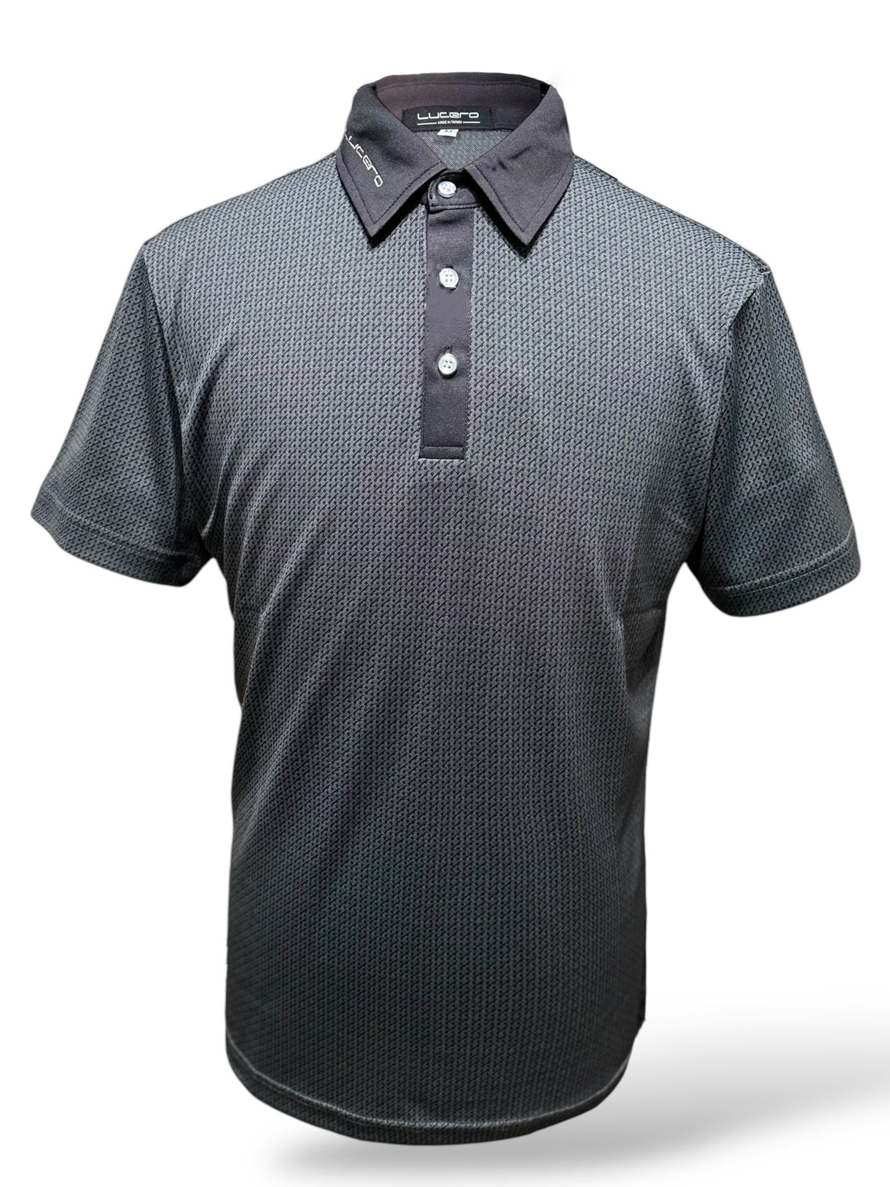 黑點圖案造型POLO衫短袖上衣-灰（男）