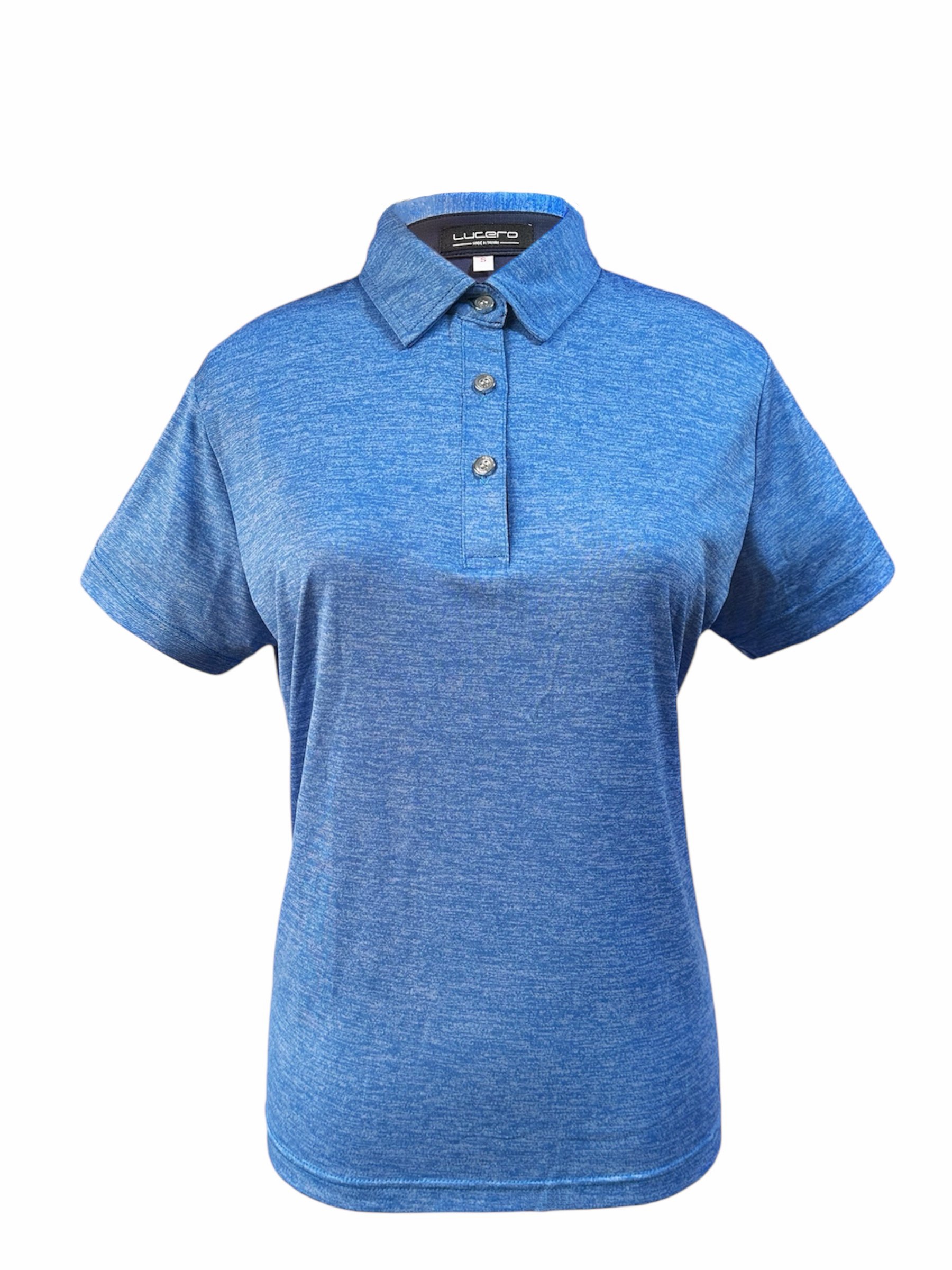 情侶款｜暈染深淺藍色印花-POLO衫短袖上衣-藍（女）