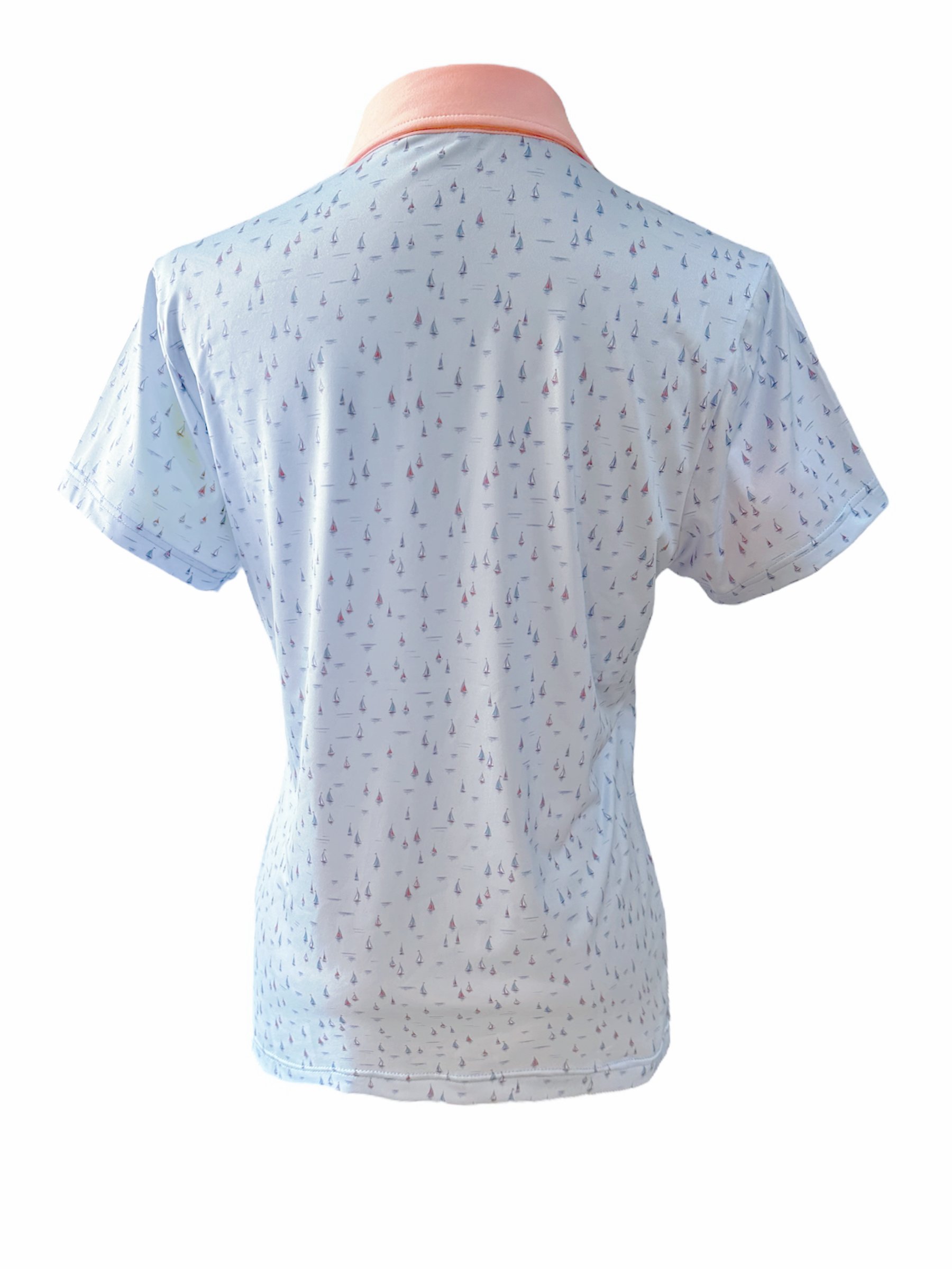 情侶款 | 淺藍帆船印花-POLO衫短袖上衣-粉（女）