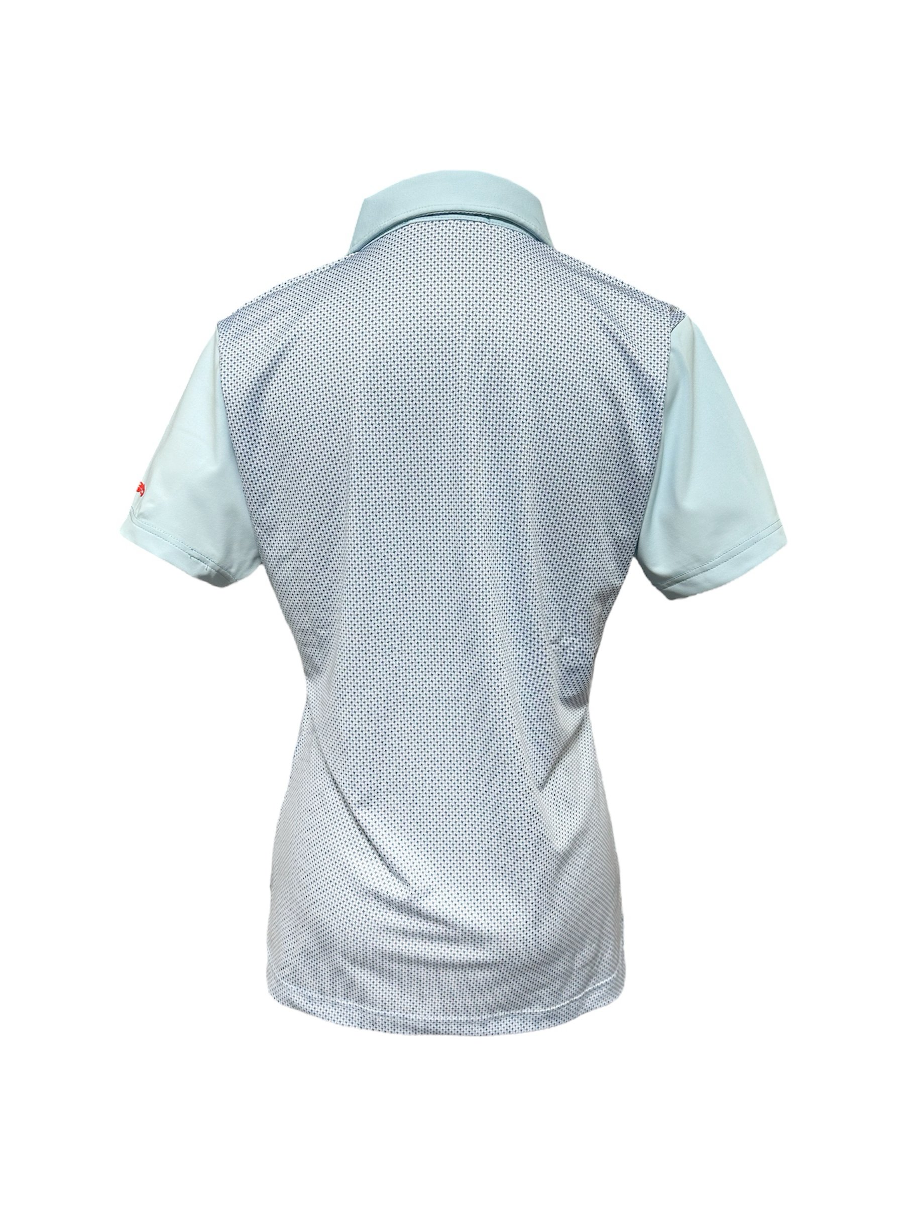 情侶款｜小十字深淺藍印花 短袖POLO衫-女