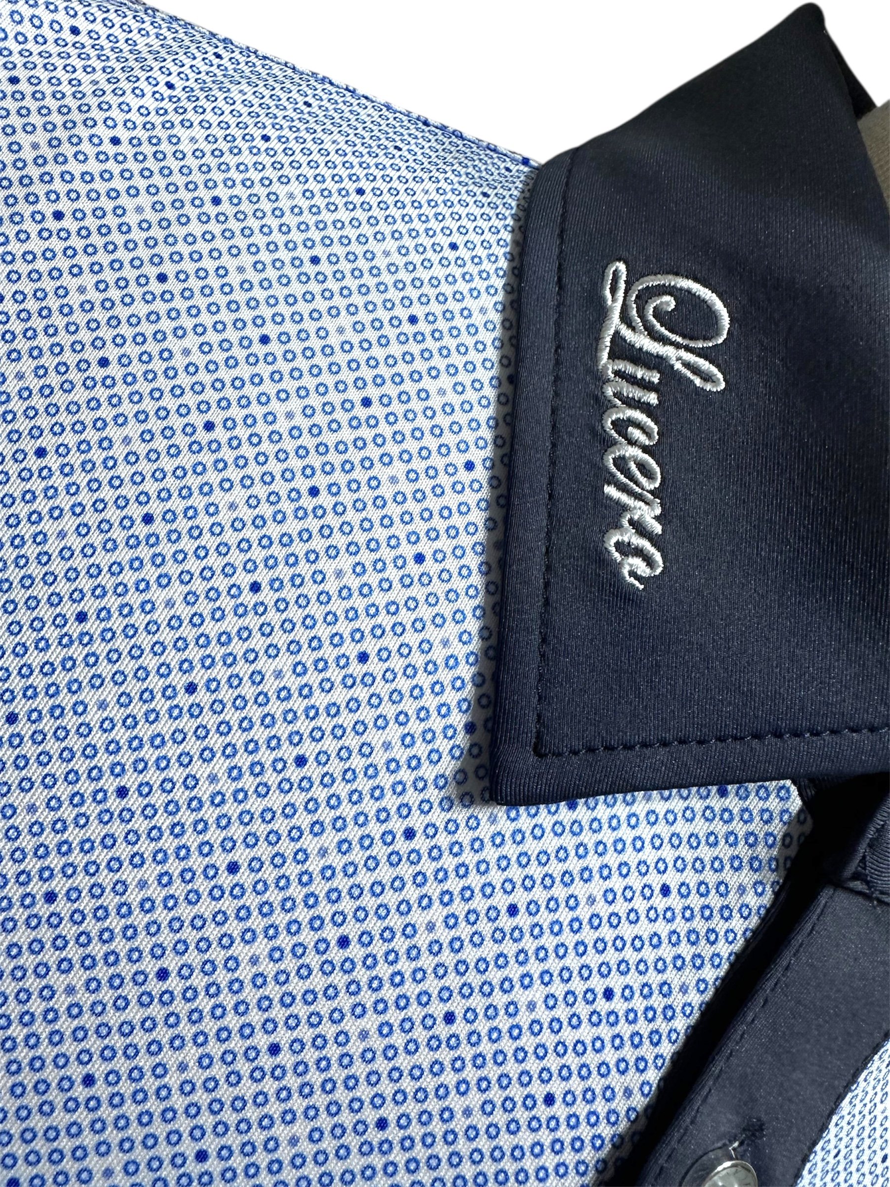 小藍圓點印花POLO衫-淡藍（男）