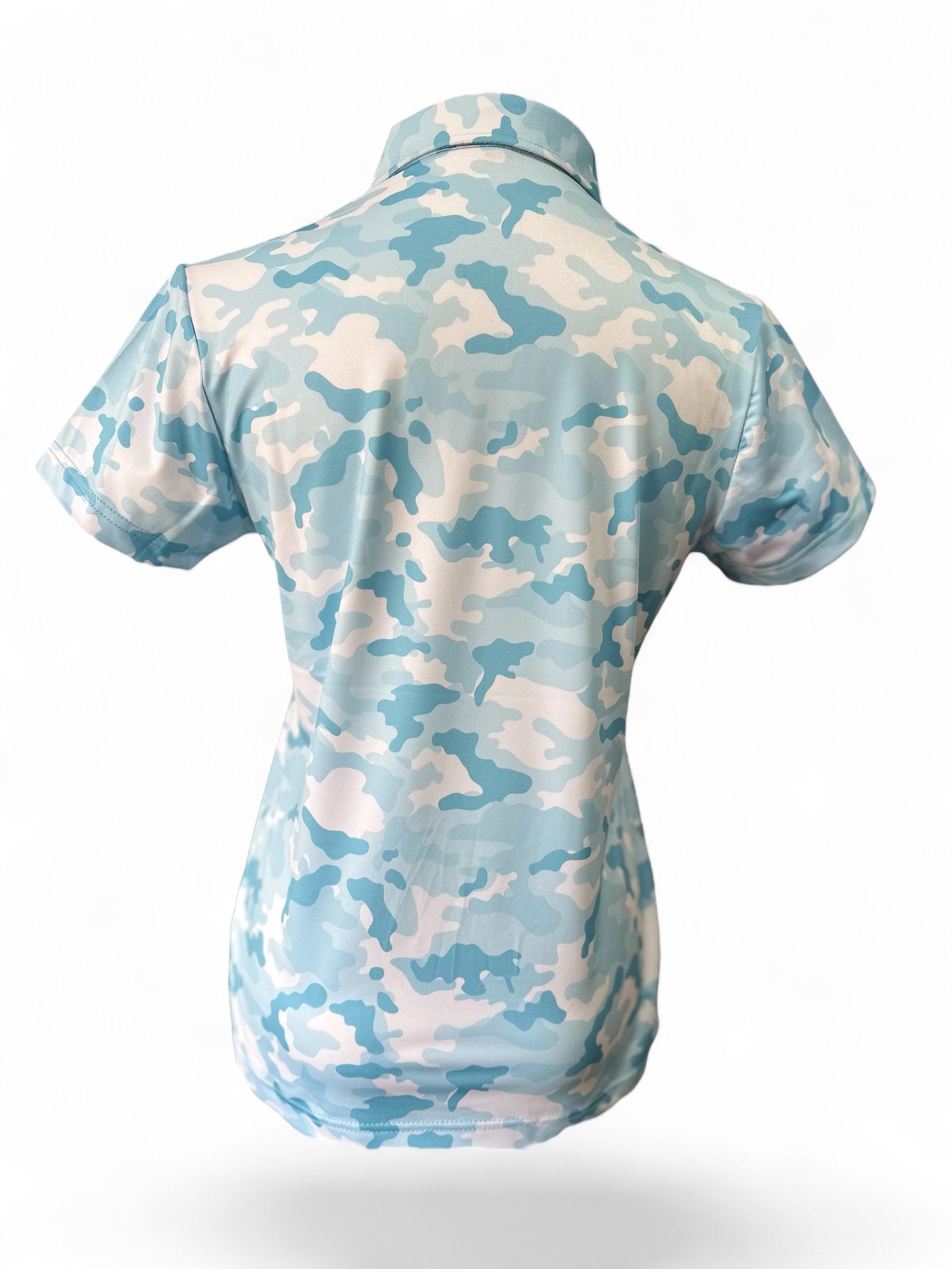 情侶款 | 迷彩圖案POLO衫短袖上衣-碧藍色（女）