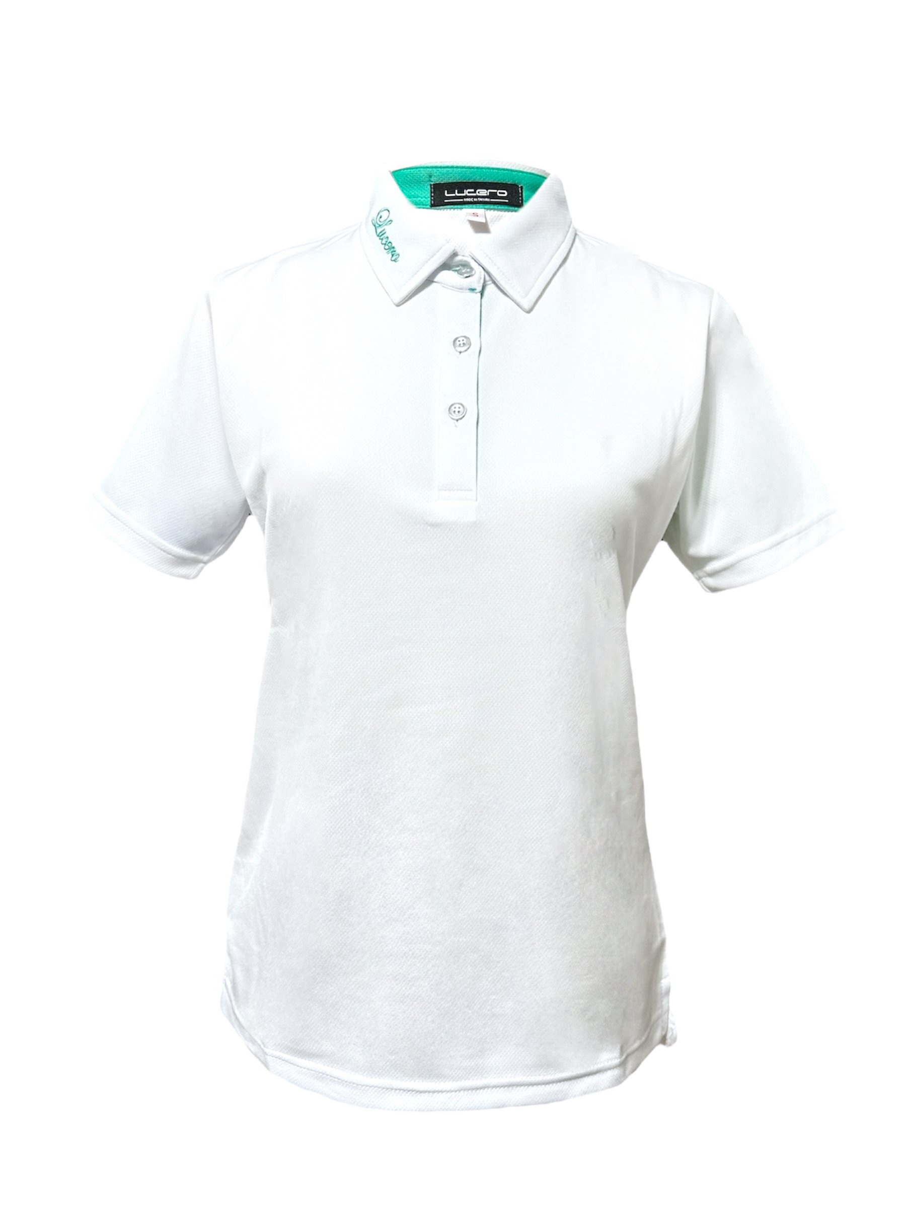 情侶款｜素面蜂巢紋 蒂芬妮綠 繡花短袖POLO-女